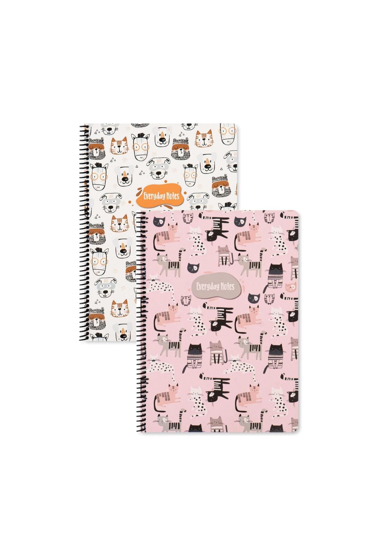 Keskin Colors Keskin Color Animal Friends Çizgili Defter Seti (2’li) | 16.5 x 22.5 cm | Spiralli – 80 Yaprak