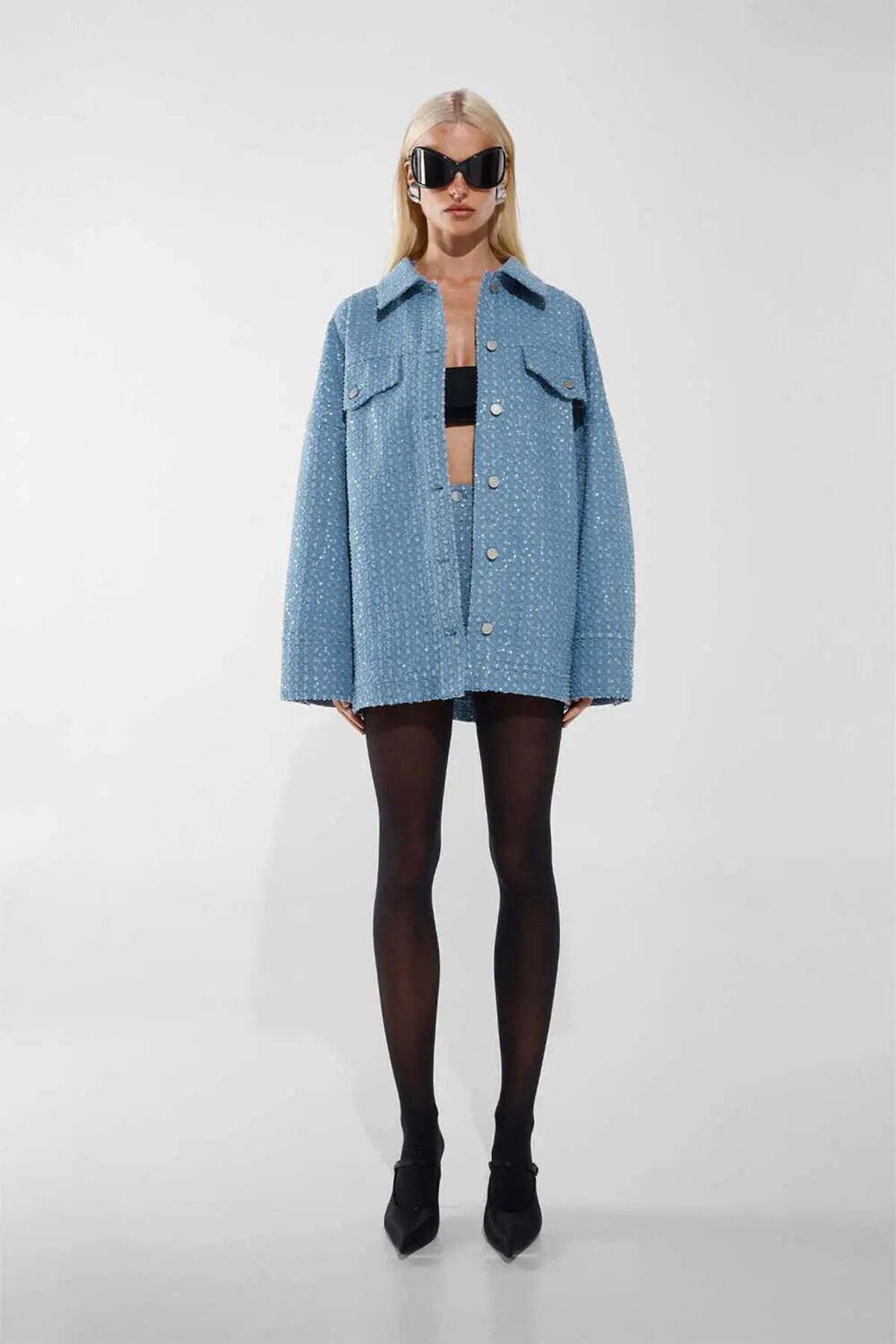 American Rag Cie Valentino Jacket - Oversized Sequin Denim, Şıklık ve Rahatlık Bir Arada