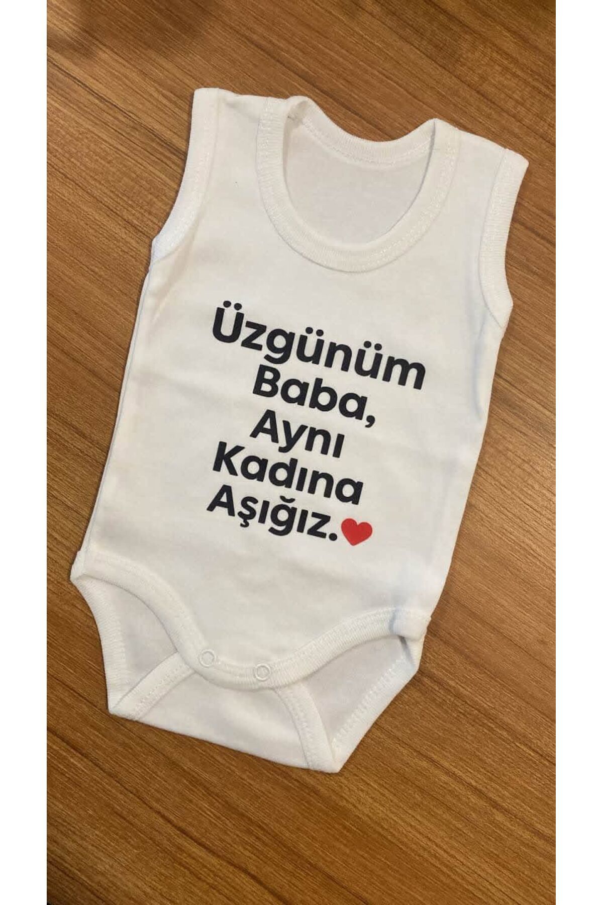 Minou Wear Yazı Baskılı Eğlenceli %100 Pamuk Kolsuz Çıtçıtlı Bebek Zıbın