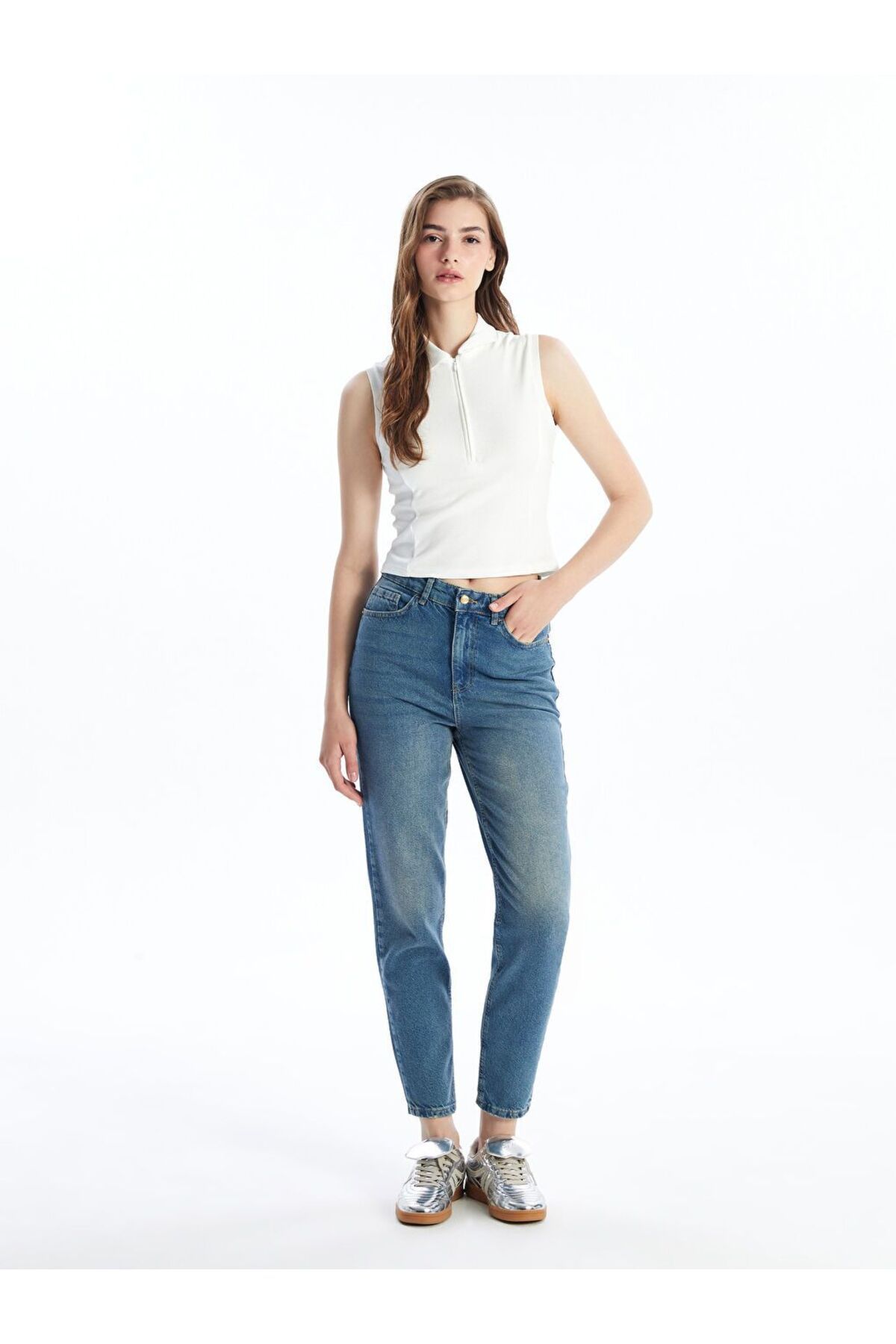 LC Waikiki Indigo Mom Fit Kadın Jean Pantolon