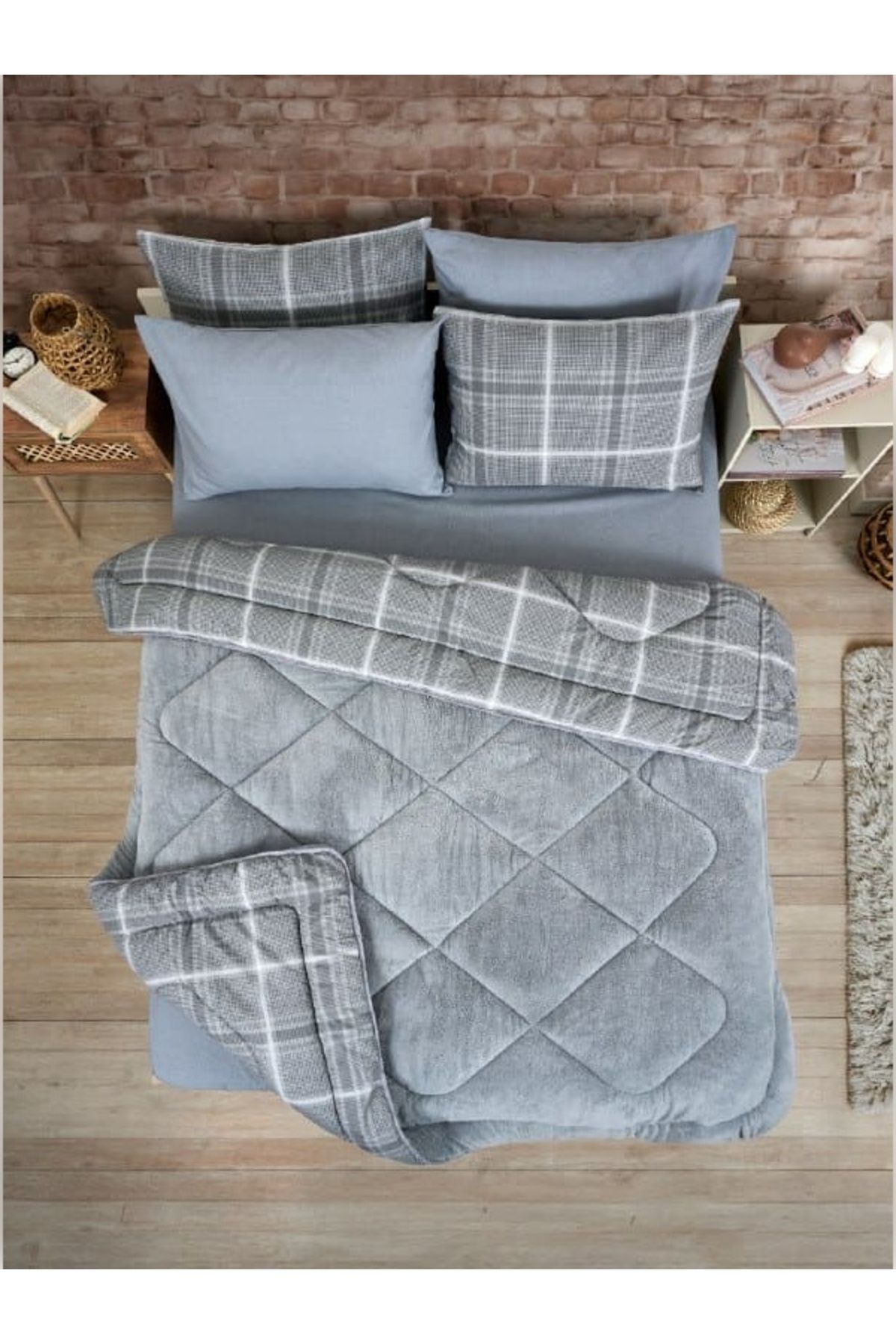 Sudemhome-Double Welsoft Sleeping Set Double Sided Wellsoft Fluffy Fleece Quilt and Battal Fitted Sheet 6