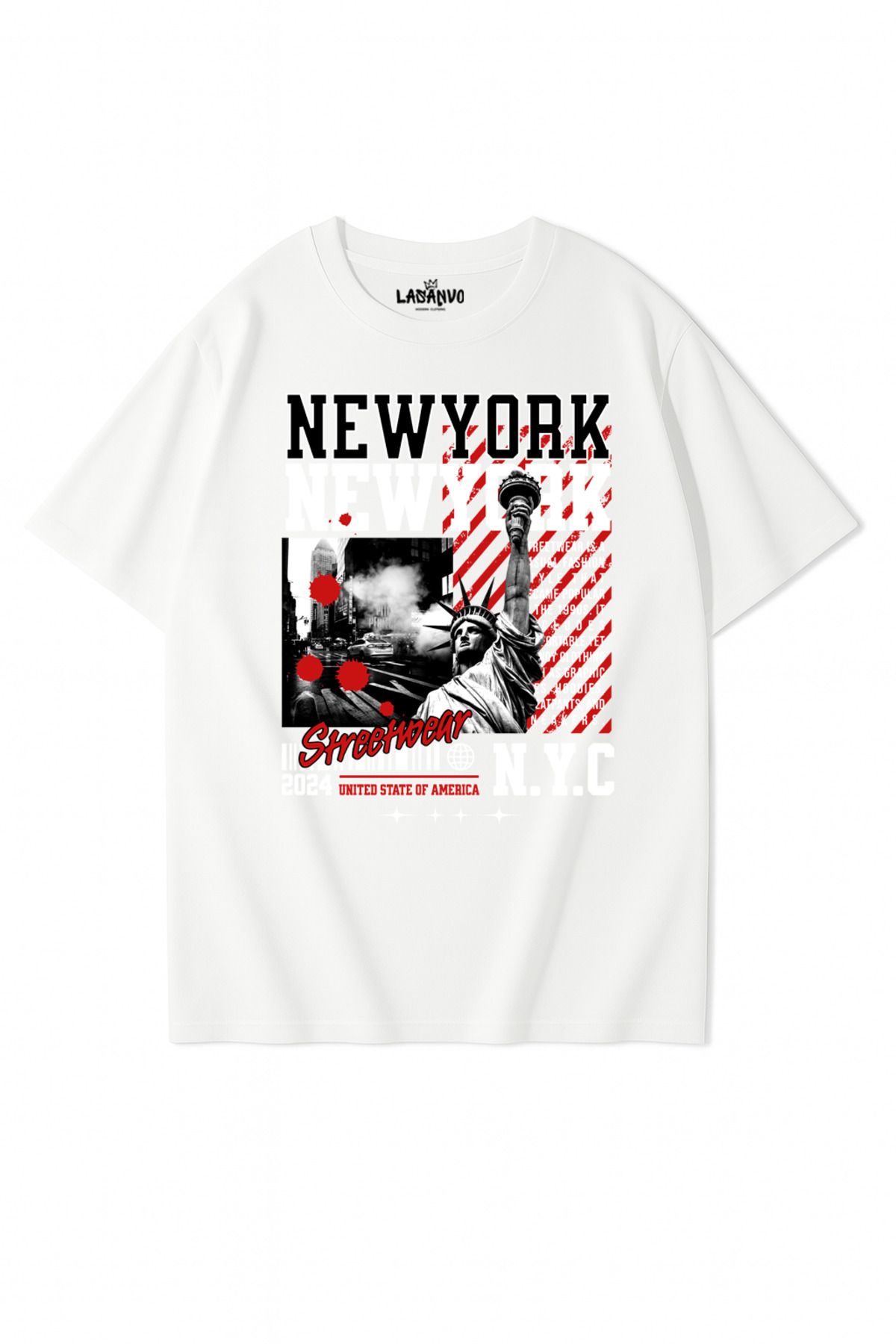 Lasanvo Unisex Oversize New York Streetwear T-shirt