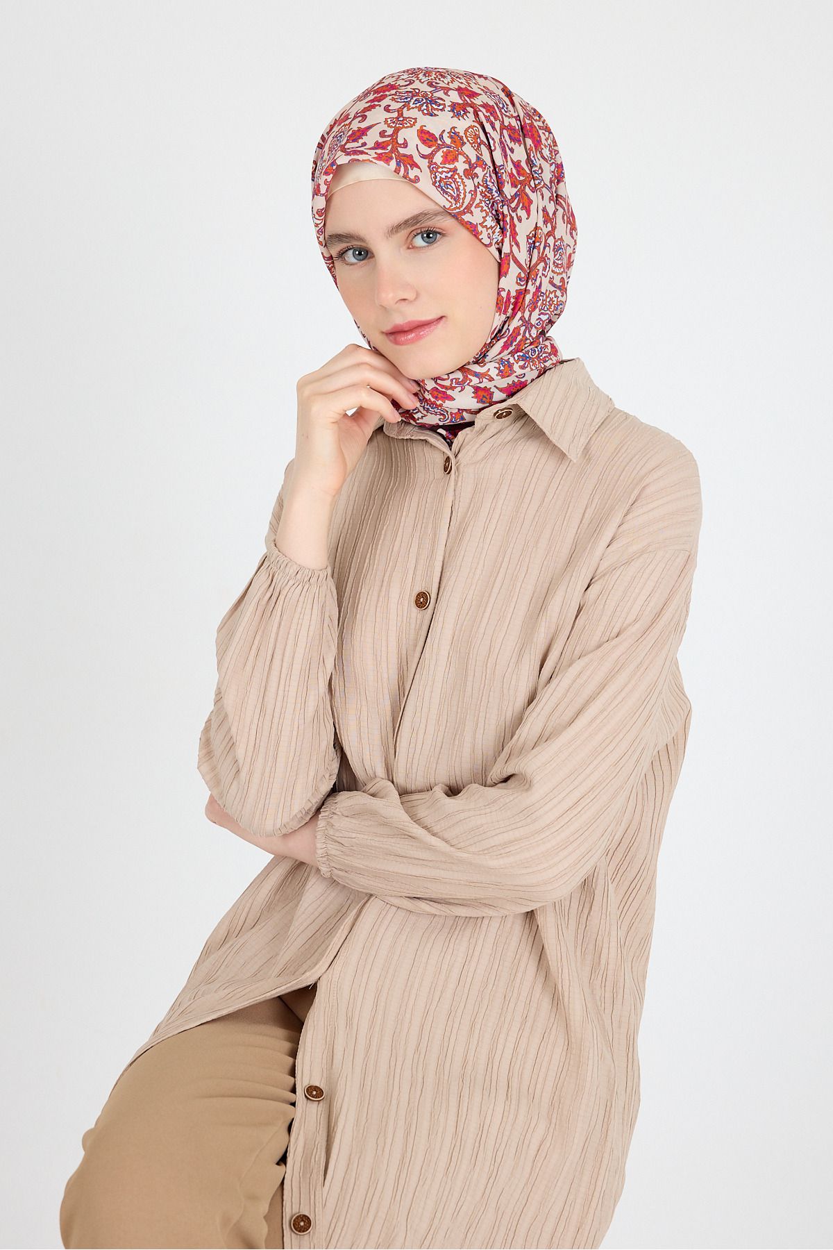 Rays Kahve Desenli Eşarp 5695