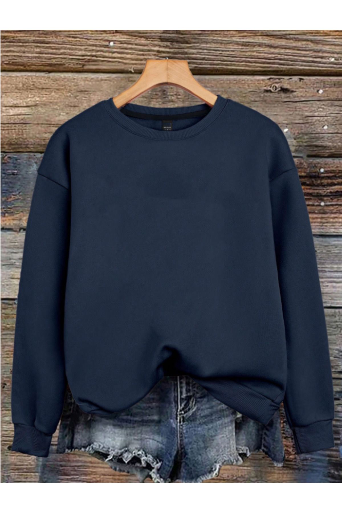 MAGORS BASKISIZ 3 İPLİK BİSİKLET YAKA UZUN KOLLU KADIN SWEATSHIRT