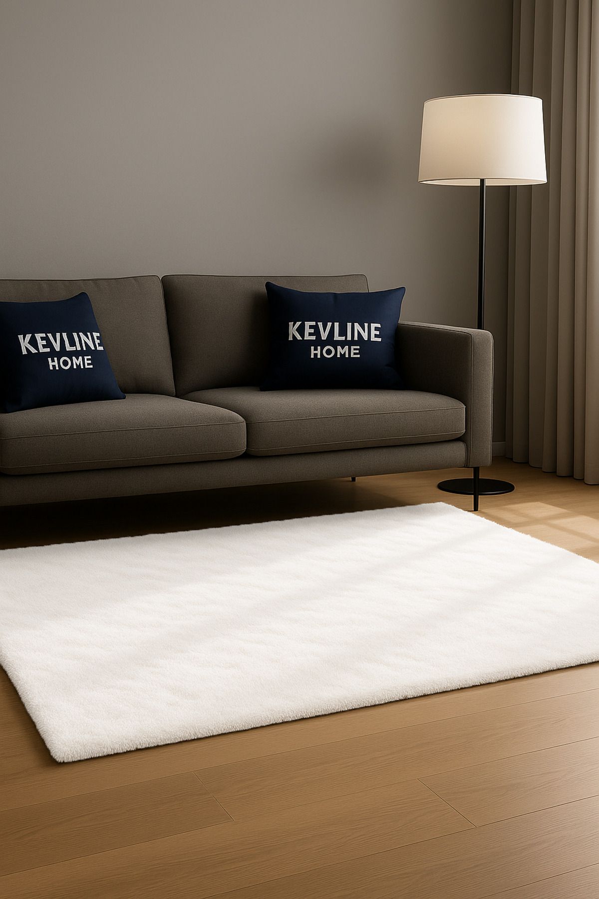 KEVLİNE Kevline Yıkanabilir Kaymaz Taban Halı Puffy Peluş Halı Yolluk