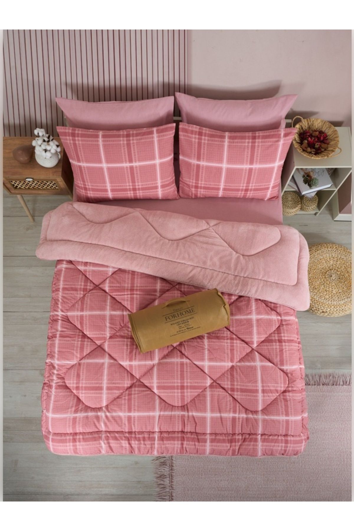 Sudemhome-Double Welsoft Sleeping Set Double Sided Wellsoft Fluffy Fleece Quilt and Battal Fitted Sheet 1