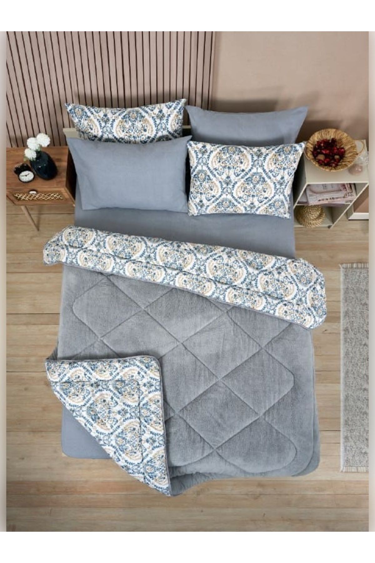 Sudemhome-Double Welsoft Sleeping Set Double Sided Wellsoft Fluffy Fleece Quilt and Battal Fitted Sheet 6