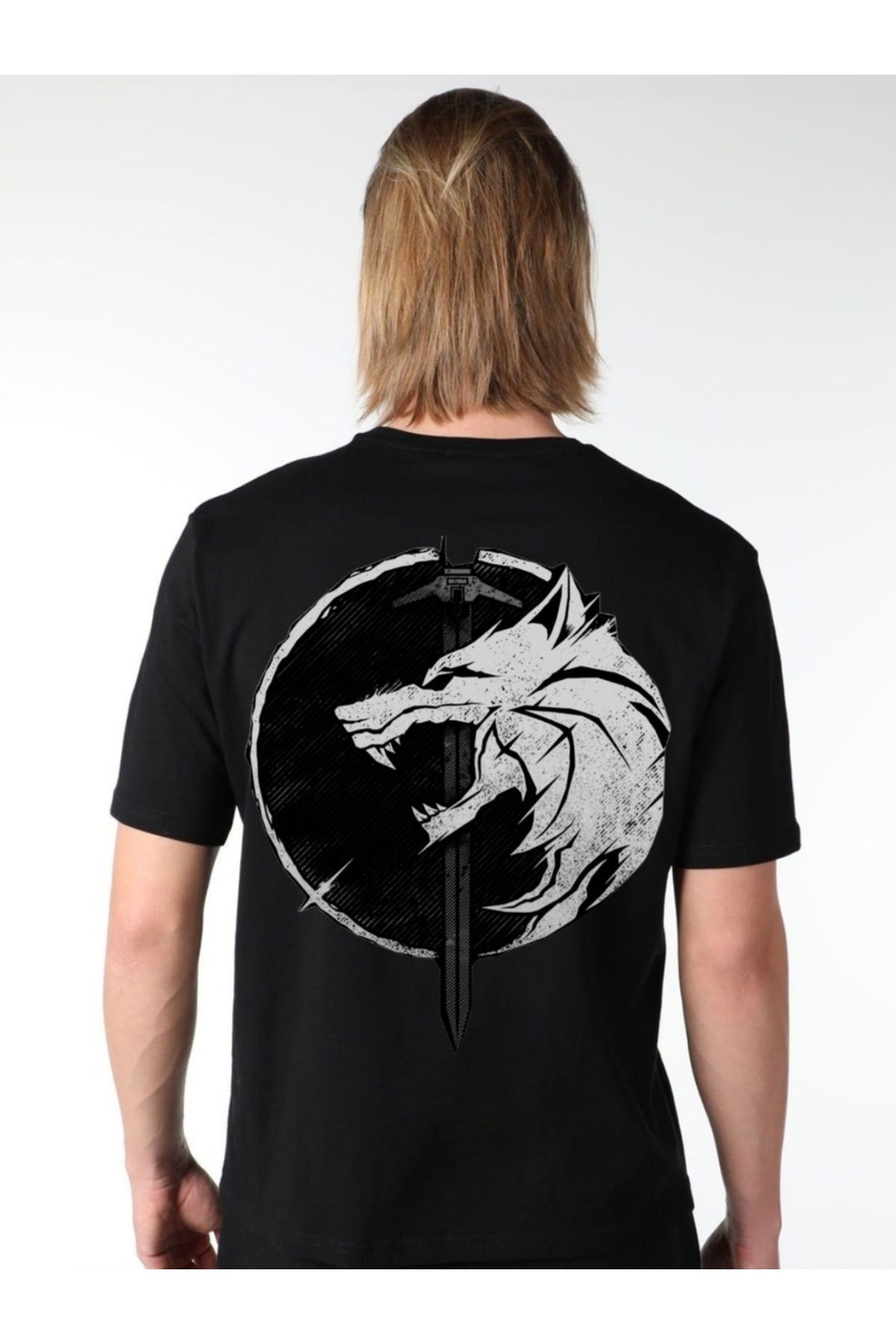 A&B STORES SİYAH BİSİKLET YAKA WOLF (KURT) GÜÇ BAĞIMSILZ ÖZGÜR BASKILI REGULARFİT T-SHİRT