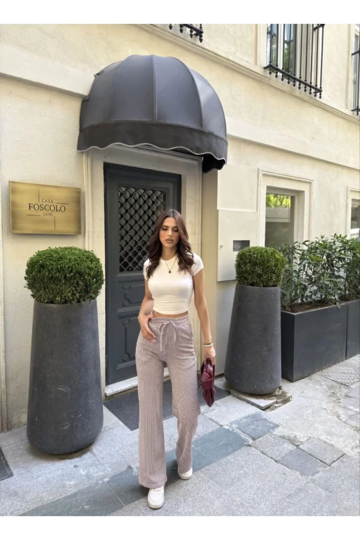 ruum fashions Su Yolu Çizgili Kolay Kombin Cepli Pantolon