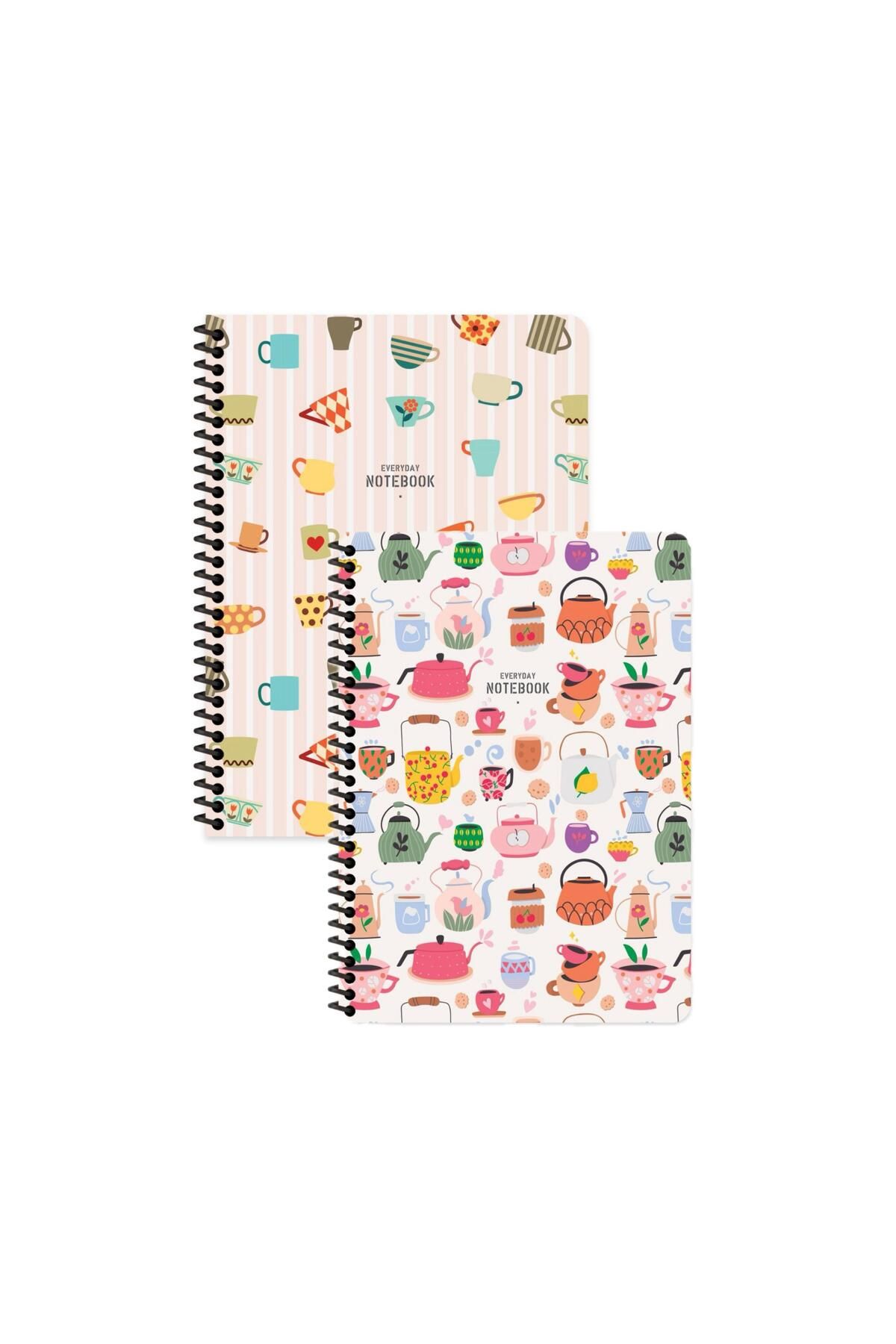 Keskin Colors Keskin Color Coffee Çizgili Defter Seti (2’li) | 16.5 x 22.5 cm | Spiralli – 80 Yaprak