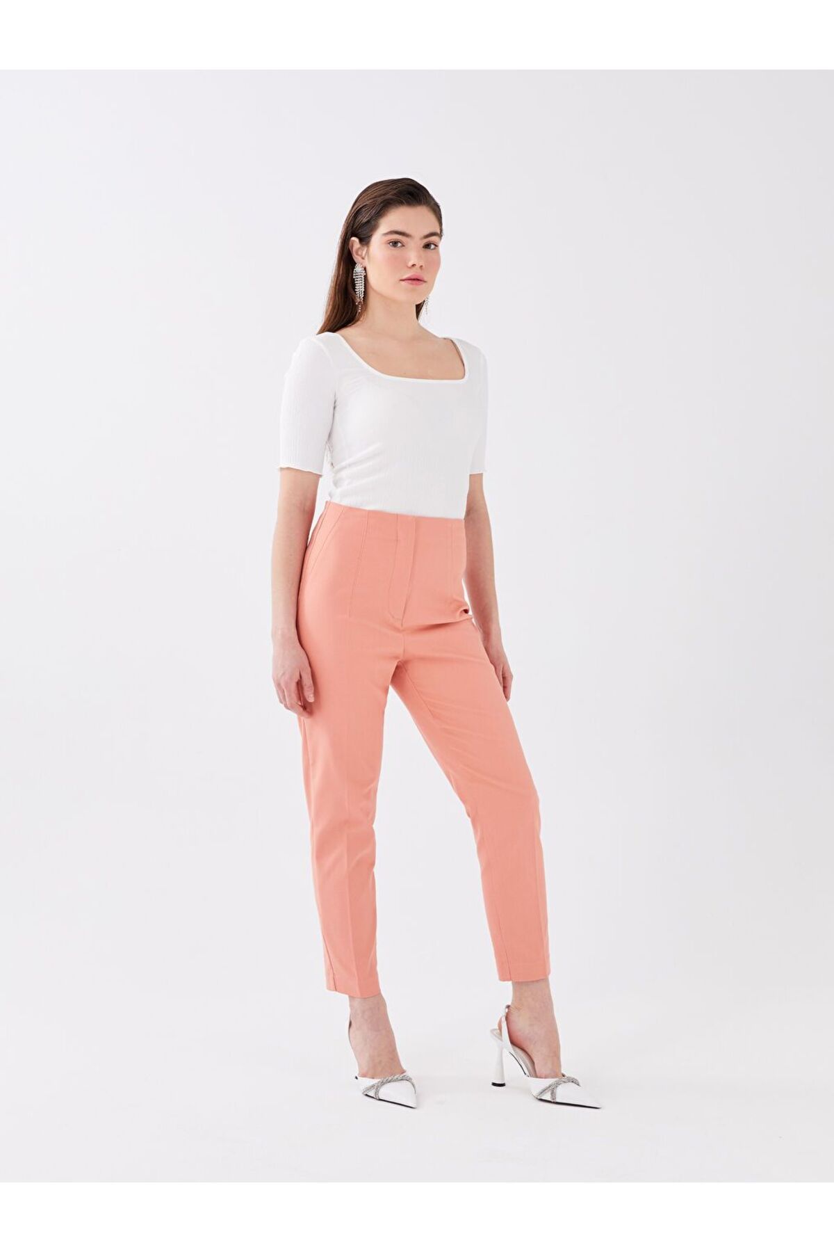 LC Waikiki Mercan Kadın Yüksek Bel Standart Fit Düz Pantolon