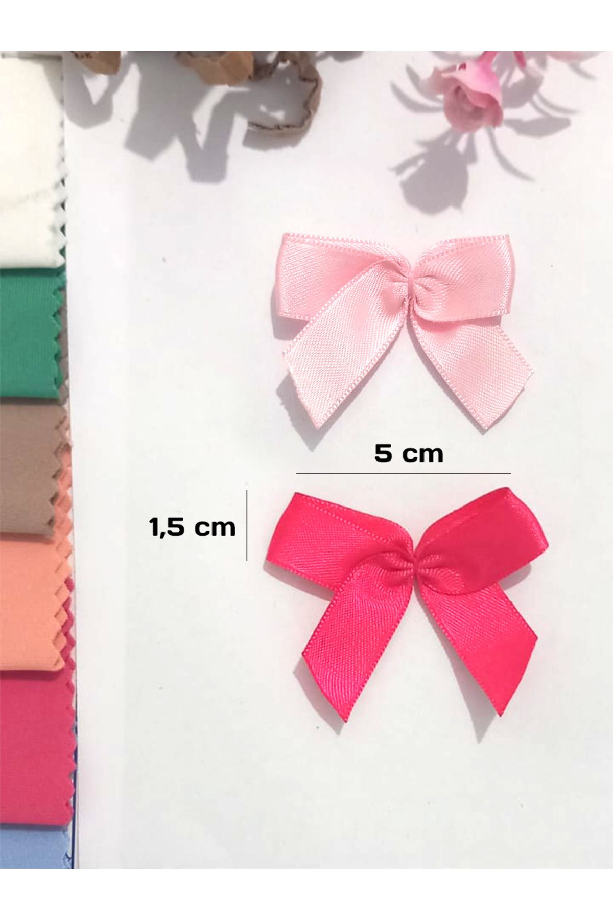 MODERN ASIR Kurdele Fiyonk pembe Saten 25 Adet 15mm Nikah Şekeri, Hediye Süs, Balon Süs