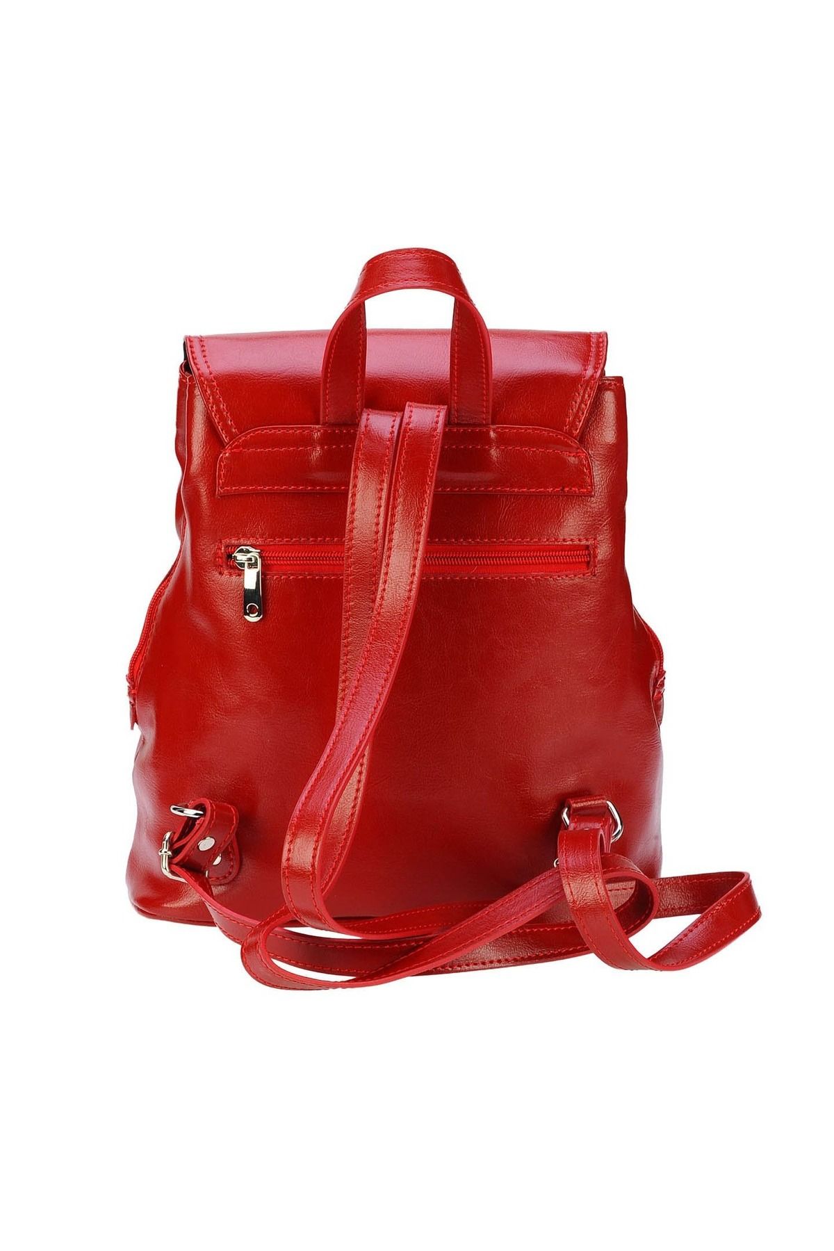 Magazinul de genti-Women's backpack made of genuine leather, model 097, Red 7
