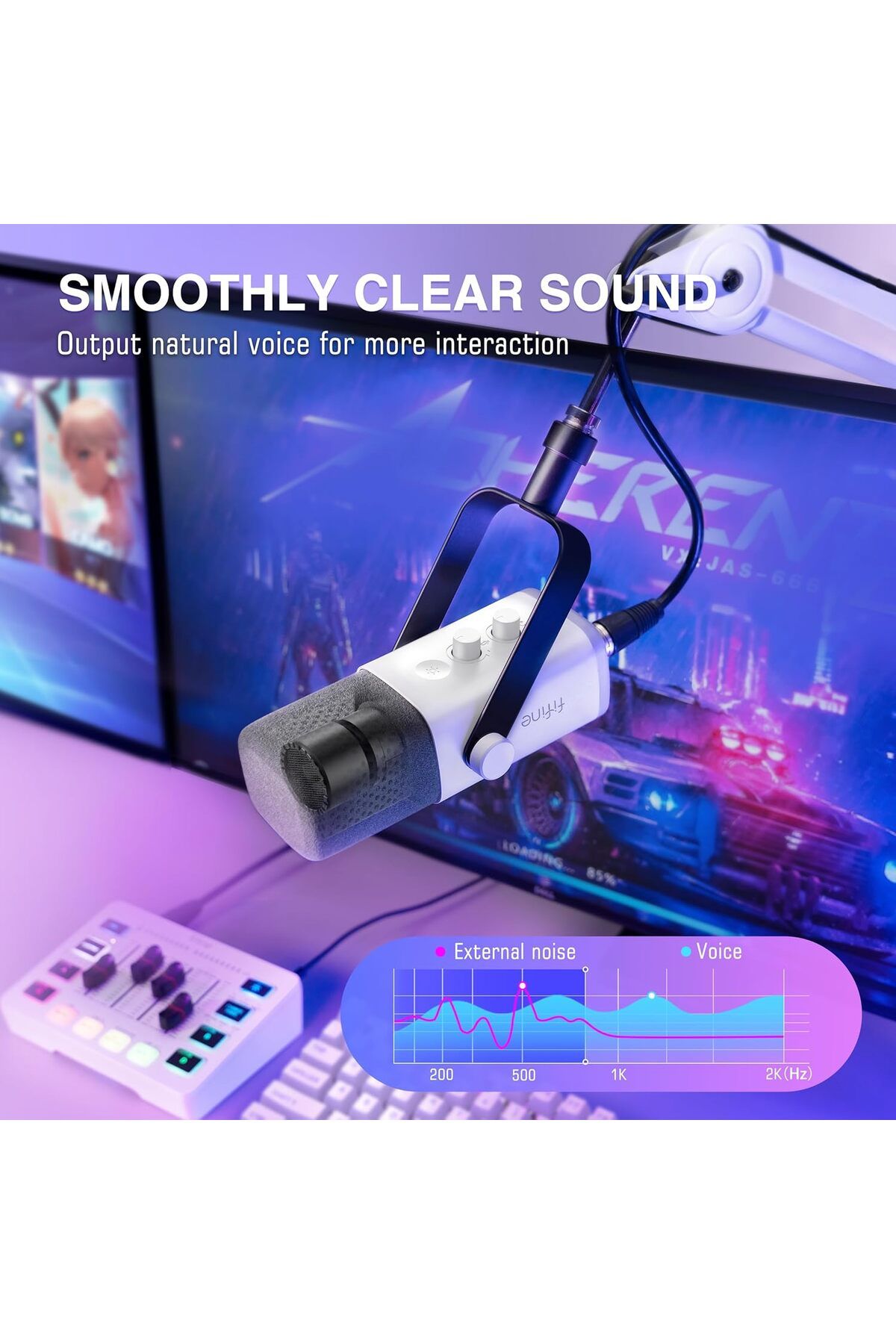 Fifine-Gaming Equipment Bundle, XLR/USB Streaming Dynamic Microphone with Audio Mixer Set, Podcast R 5