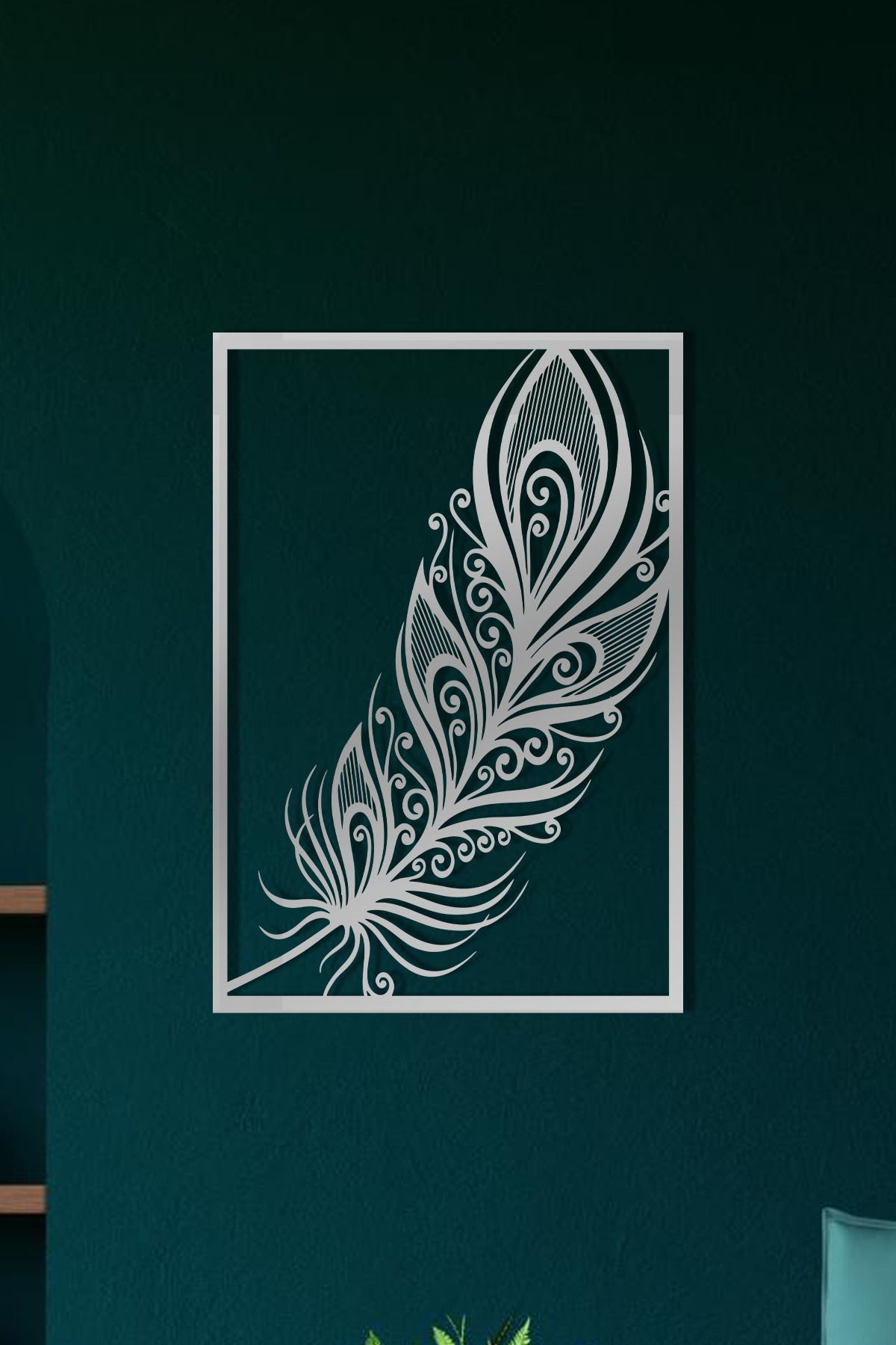 cncrafft Tüy Desenli Metal Tablo – Sanatsal Duvar Dekoru