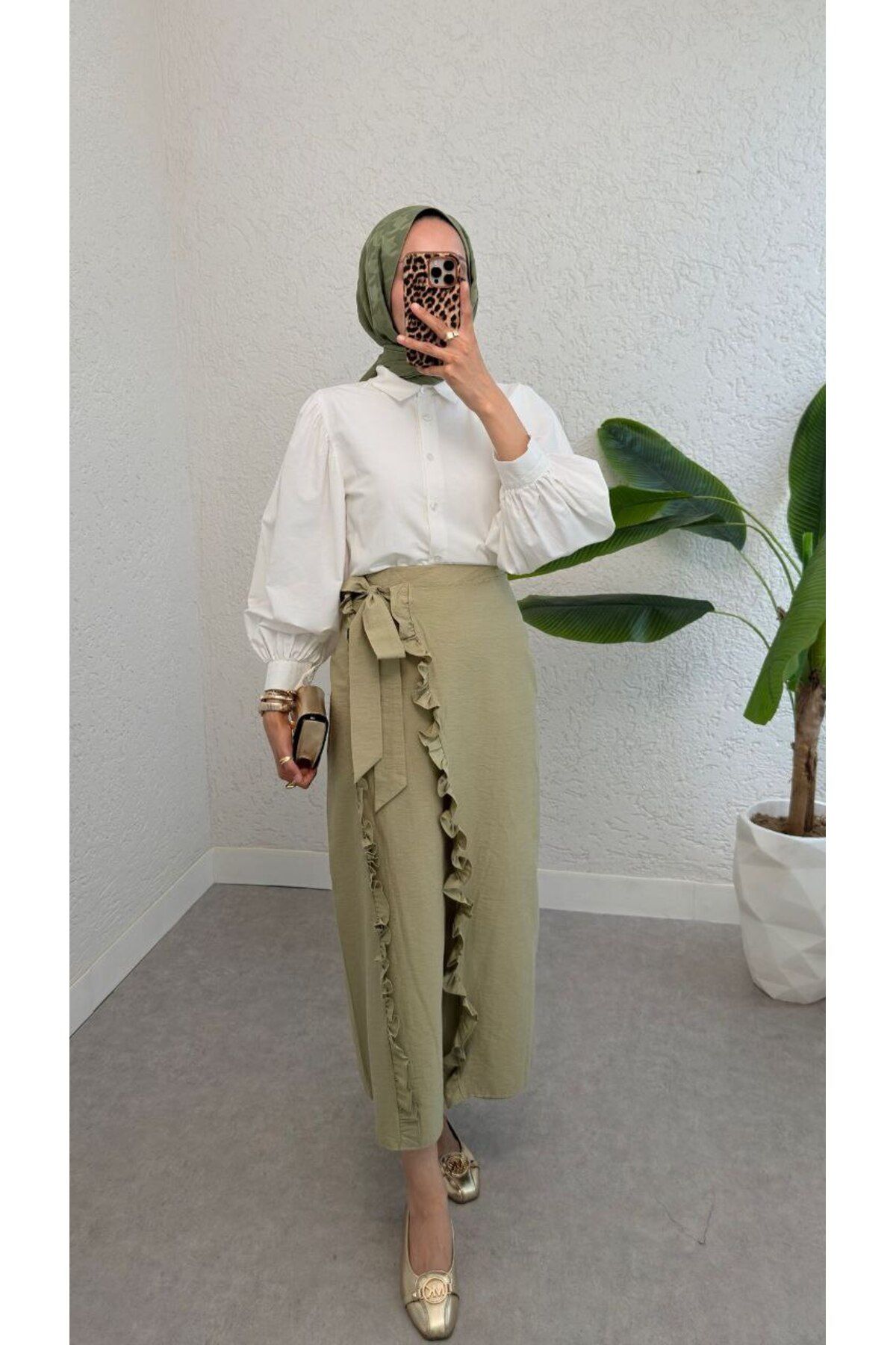 BisuModa İNCE CUPRO KUMAŞ BAĞLAMALI FIRFIR DETALI ETEK
