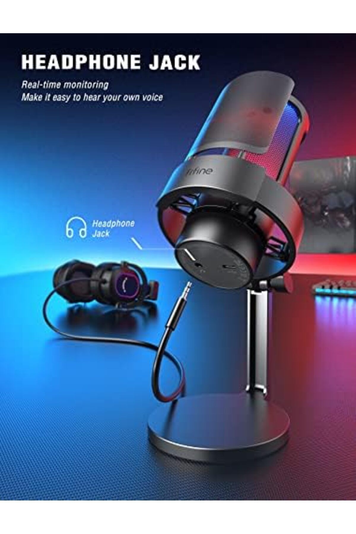 Fifine-Gaming Microphone, USB PC Mic for Streaming, Podcasts, Recording, Condenser Computer Desktop 6
