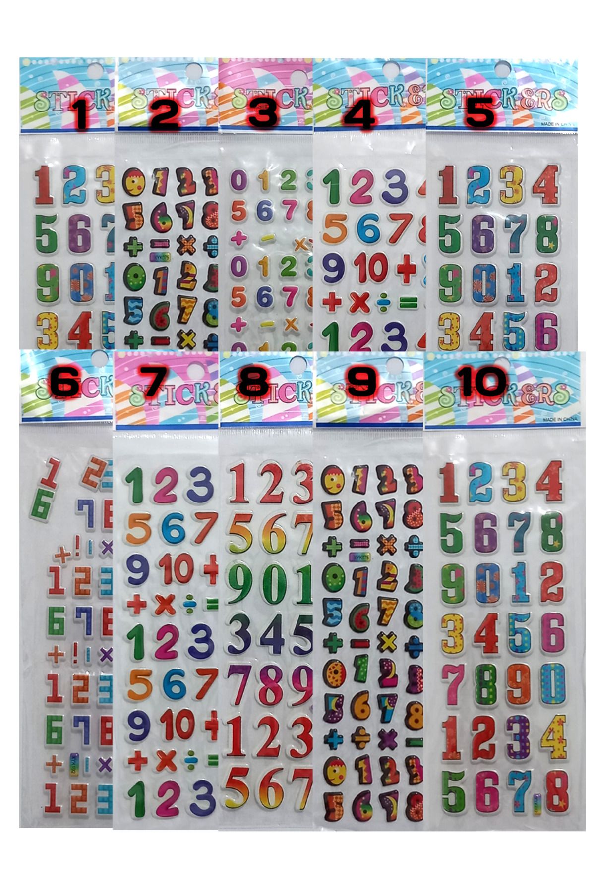 MODERN ASIR Sticker Set, Çocuklar İçin 10 sayfa Rakamlar Etiket Oyunu