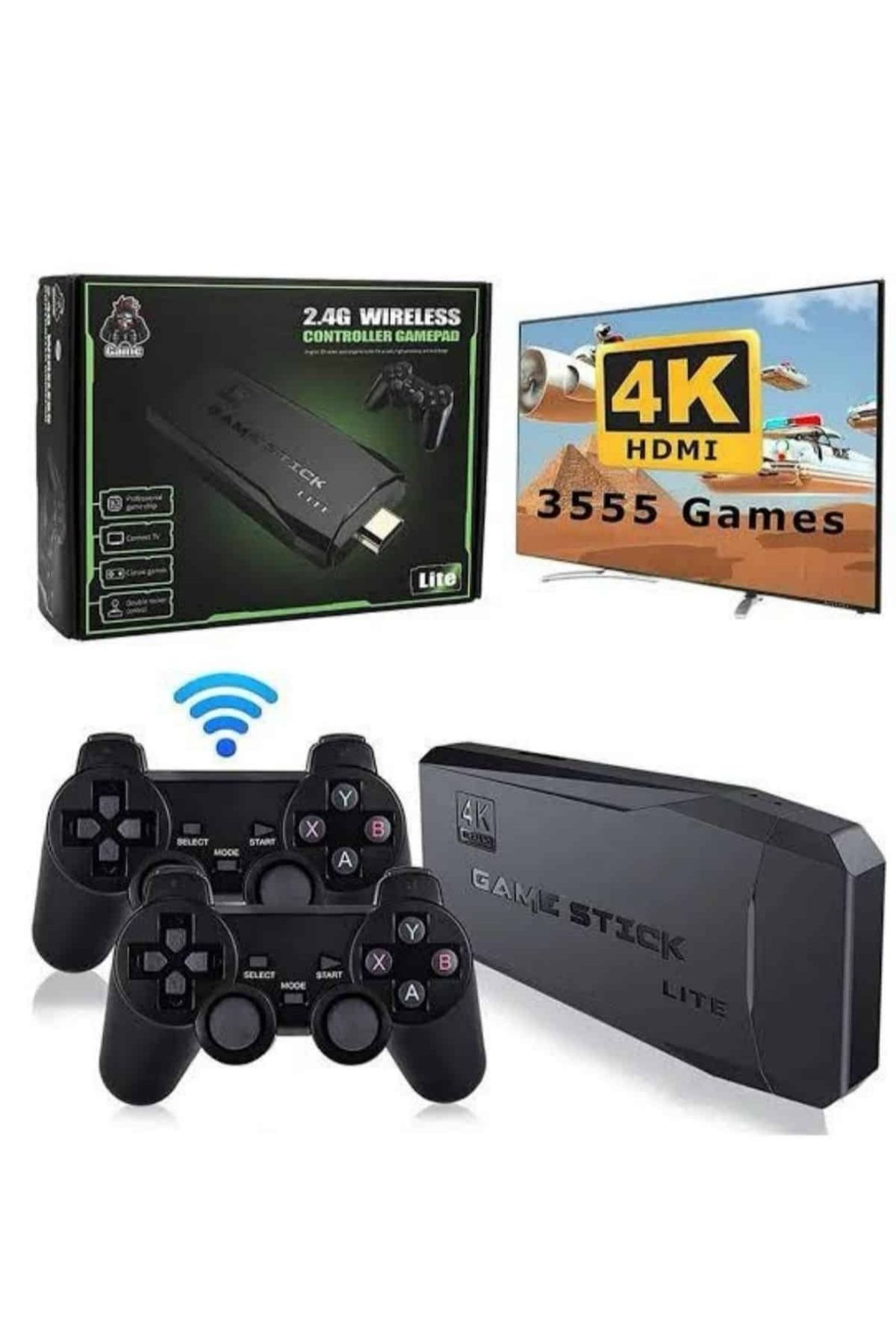 UCUZTEKNO Retro Oyunlar 4k Game Stick 2.4g Kablosuz Çift Kol 3500 Oyun Atari
