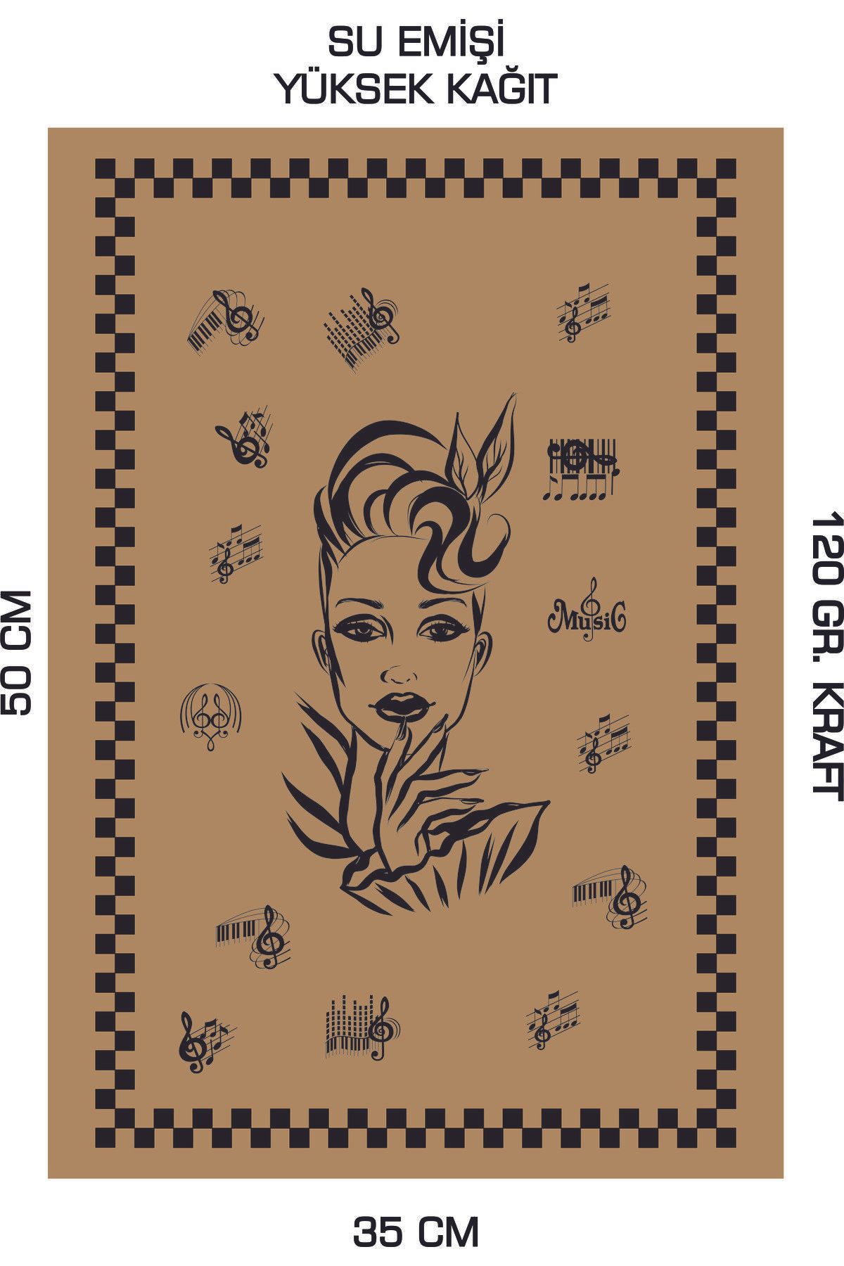 duha trend 35x50 120 Gr. Kraft Kağıt Oto Paspası Notalı Kadın 50 Adet