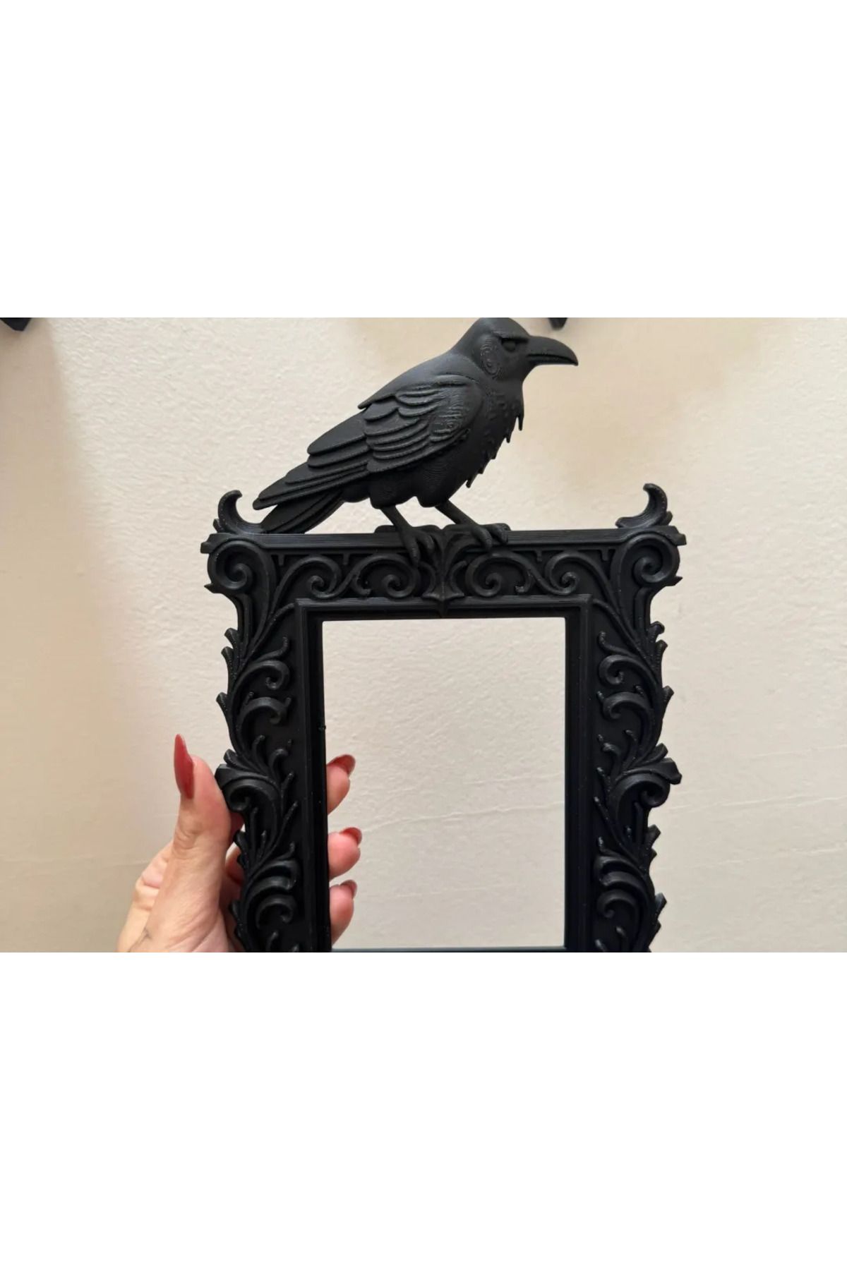 Phigo-Gothic Raven Frame 25X14Cm 3D Printing Name Writable Decorative Dark Style Accessory 4