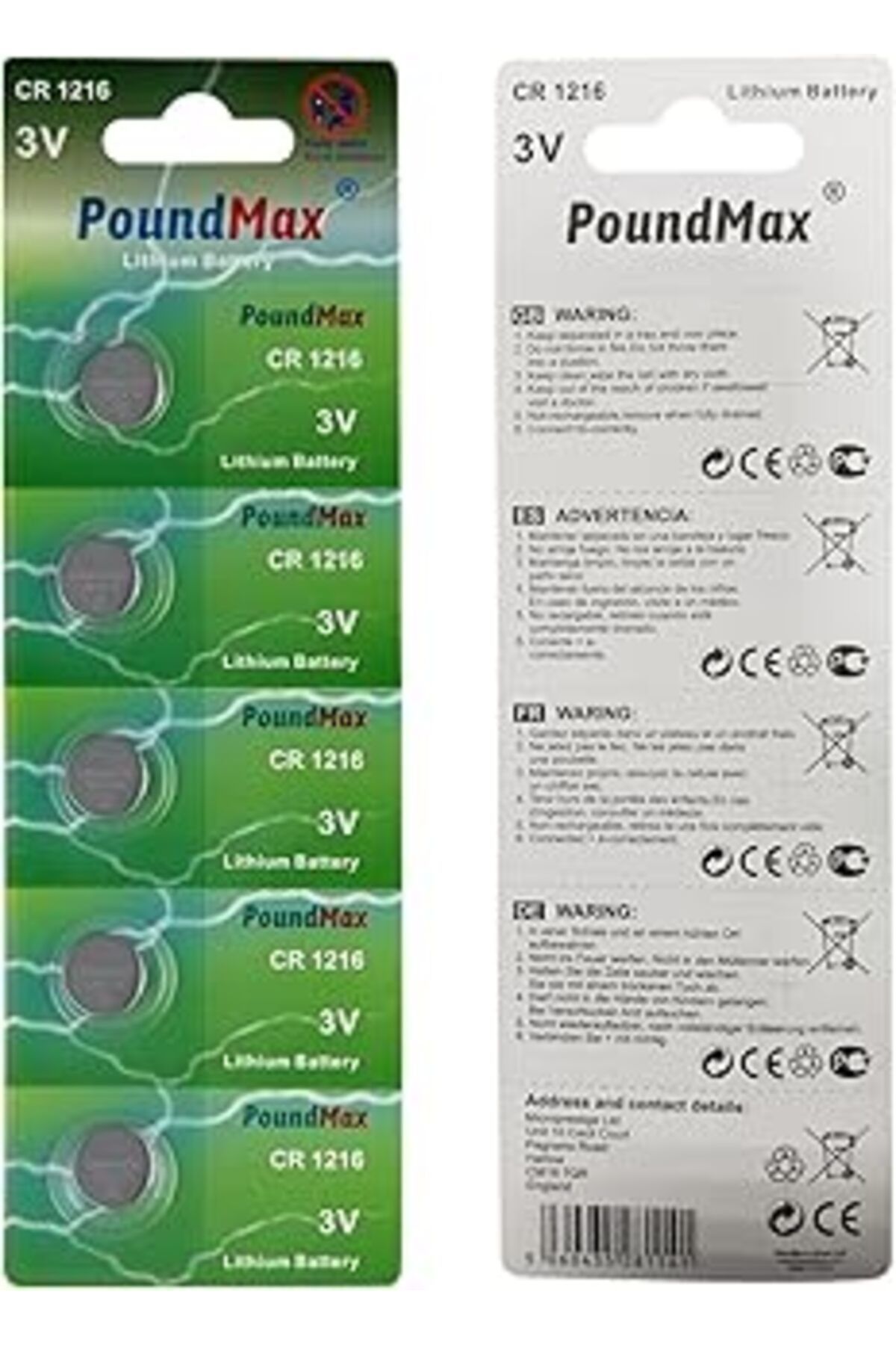 Mu Art Ahşap Poundmax 1216 Dl1216 3V Lityum Düğmeli Pil (5'Li Paket)