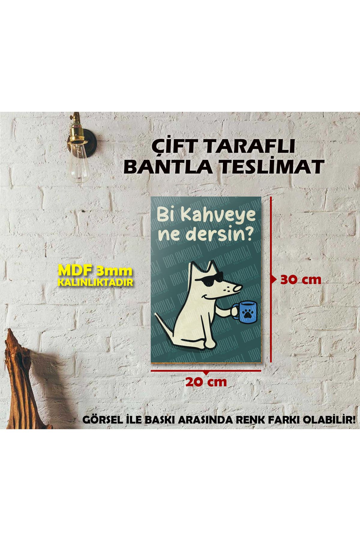 Borambalaj "Bi Kahveye Ne Dersin?" MDF Tablo Tasarımı 20x30 cm