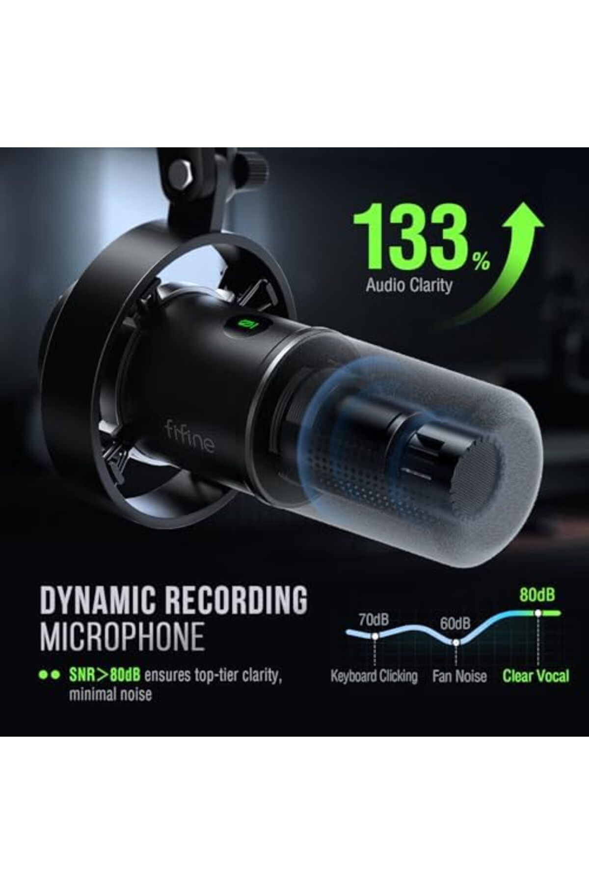 Fifine-Dynamic Microphone, XLR/USB Podcast Recording PC Microphone for Vocal Voice-Over Streaming 8