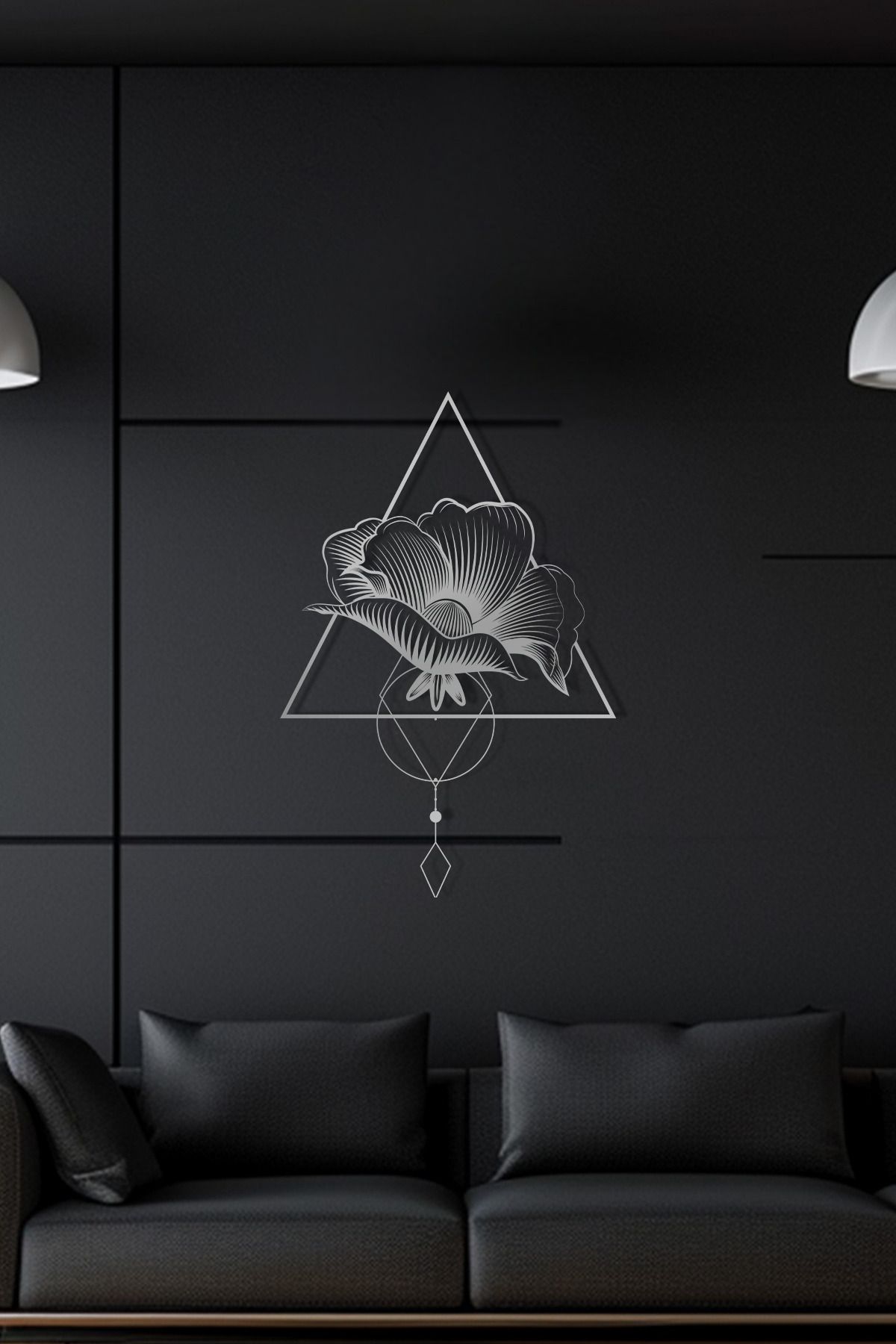 cncrafft Geometrik Çiçek Metal Tablo – Modern Sanat Duvar Dekoru