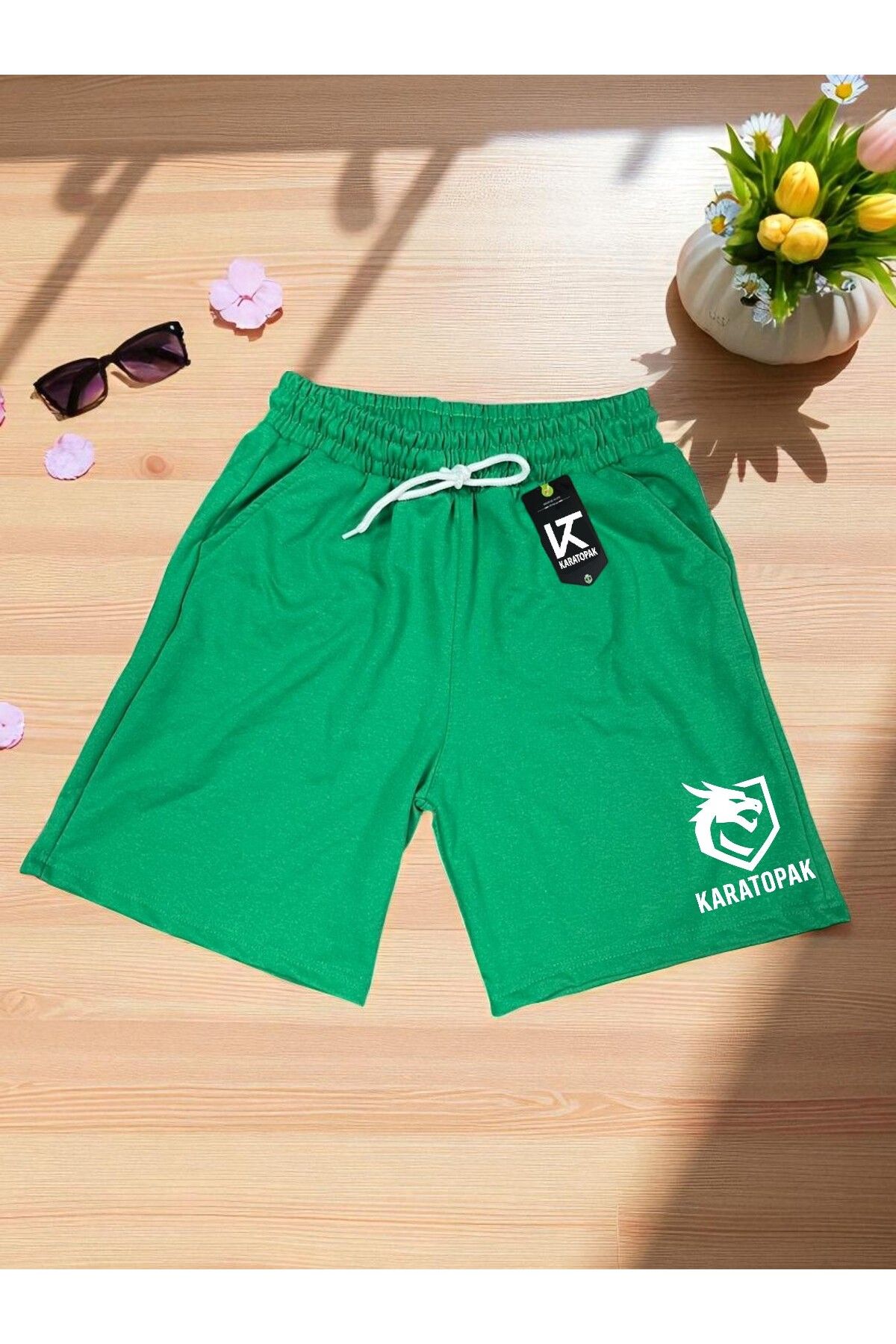 Karatopak Baskılı Unisex Yazlık Rahat Basic Şort