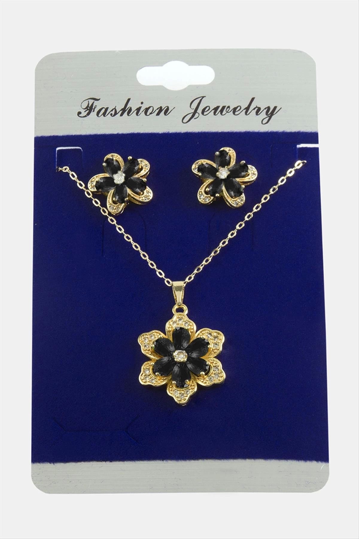 Modafiks Papatya Zirkon Taşlı Set Kolye