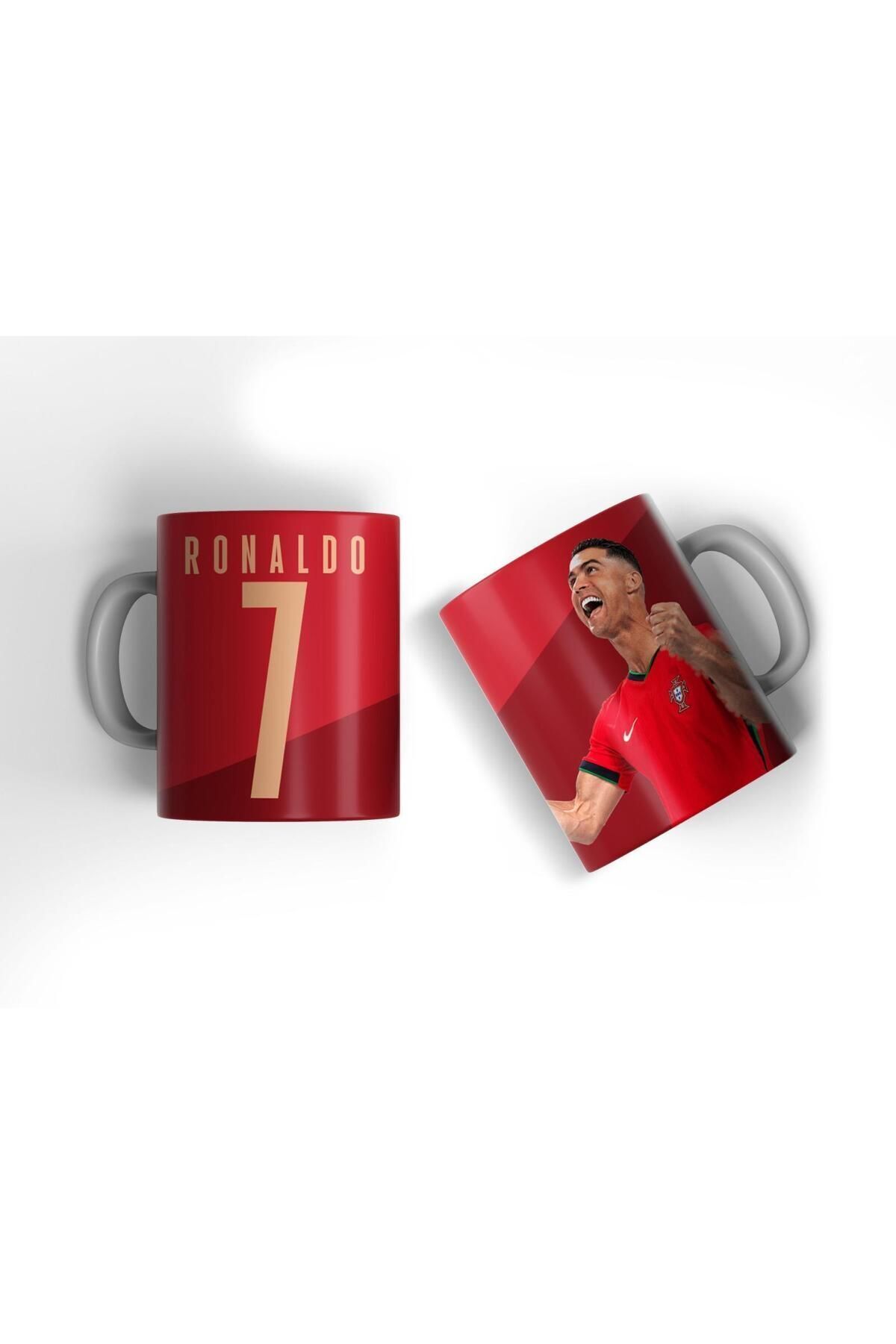 BİBANAPROMOSYON Cristiano Ronaldo Kupa Portekiz Milli Takım Kupa Bardak Baskılı Kahve Kupası Hediye Porselen Kupa