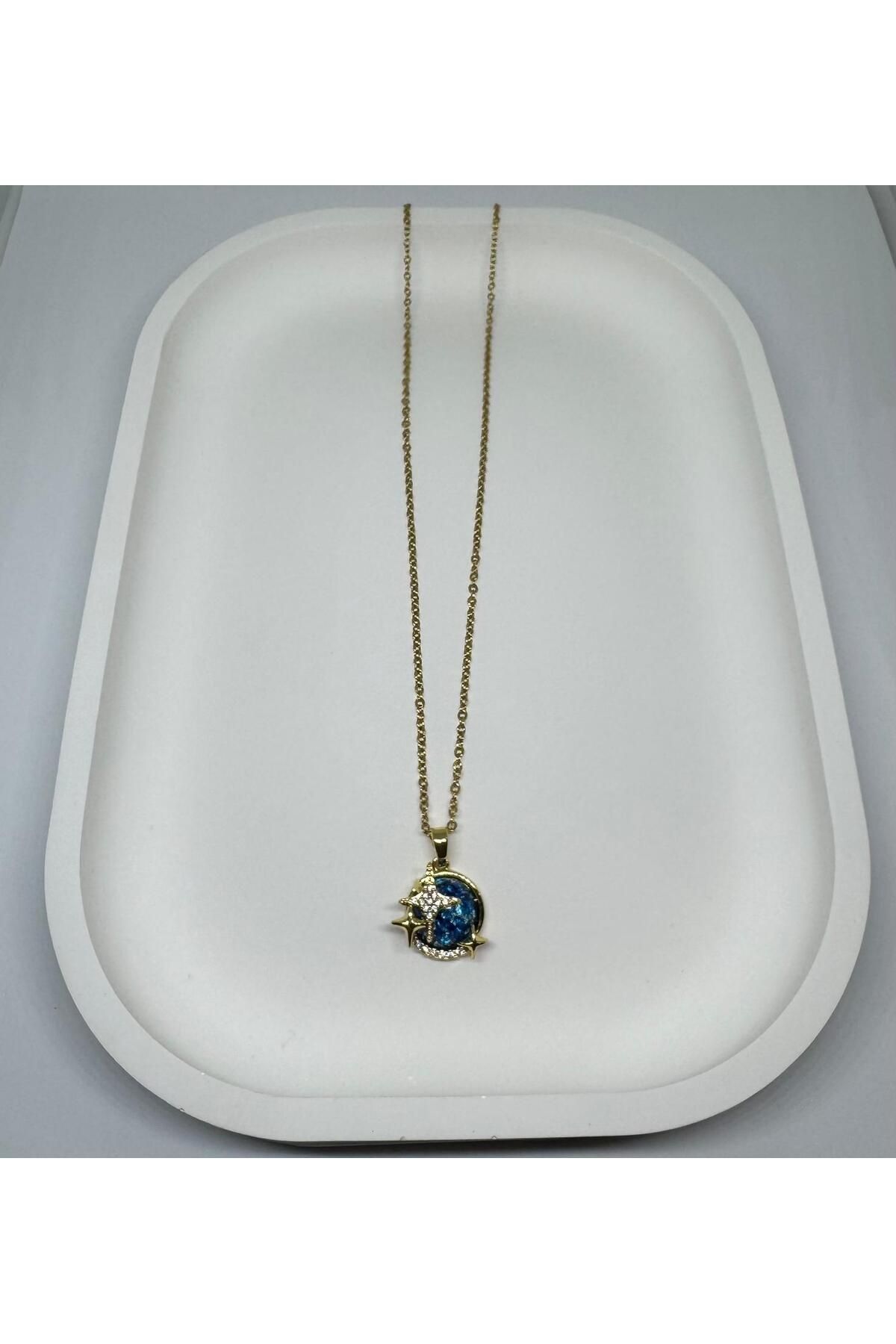 Li'Jewelry ÇELİK DÜNYA TAŞLI KOLYE