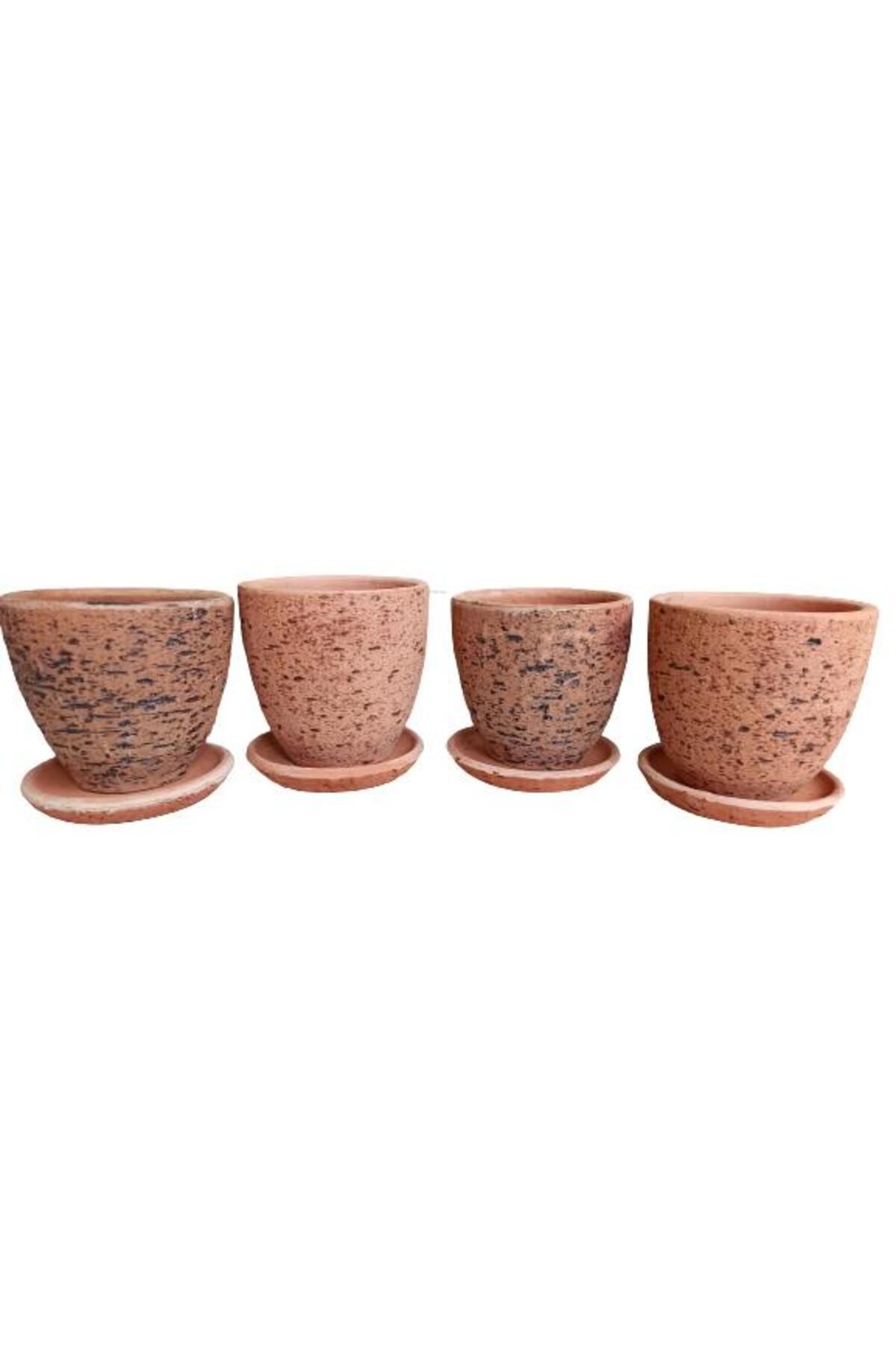 önder botanik 4 ADET ANTİK GÖRÜNÜMLÜ TOPRAK SAKSI 12*12 CM