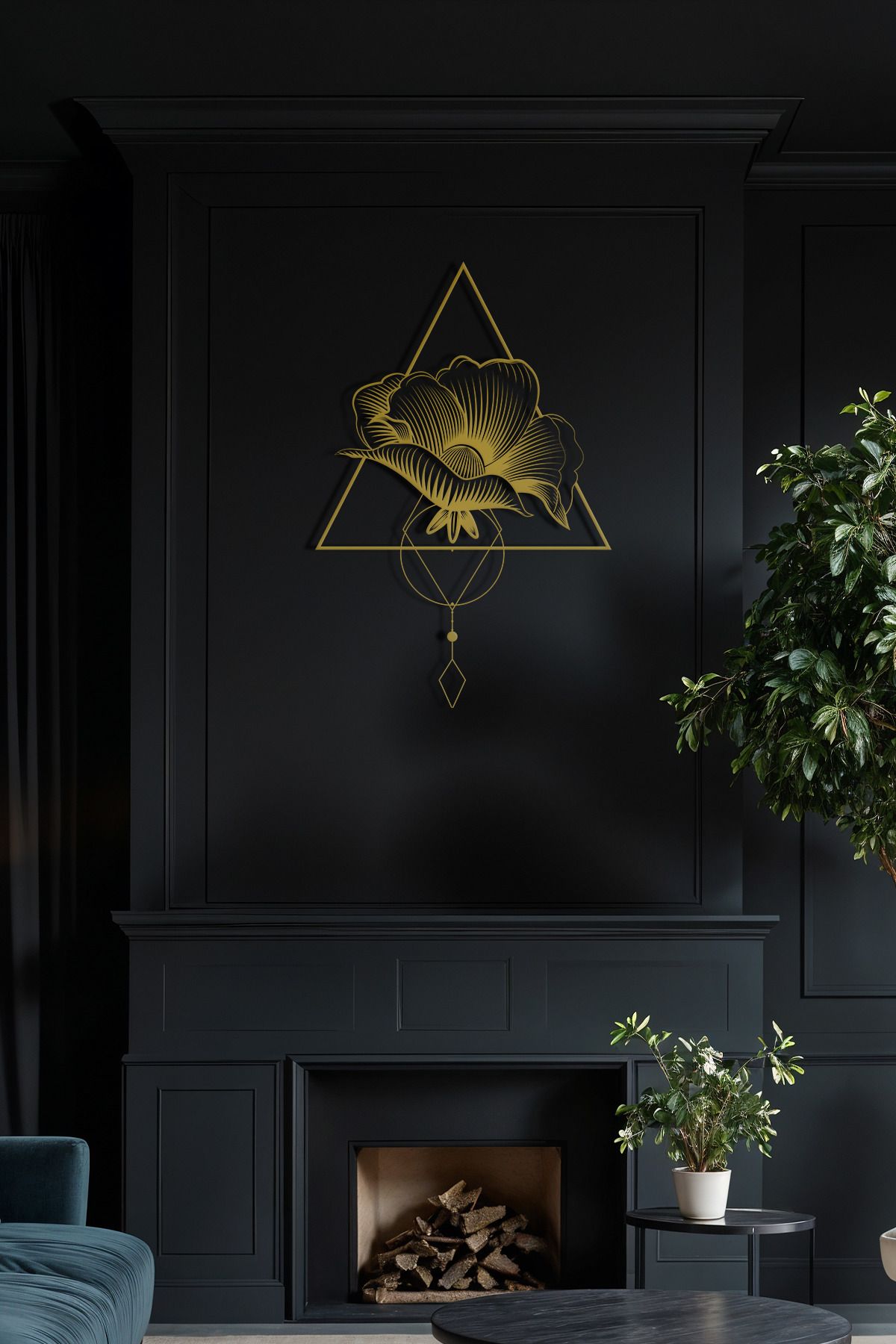 cncrafft Geometrik Çiçek Metal Tablo – Modern Sanat Duvar Dekoru