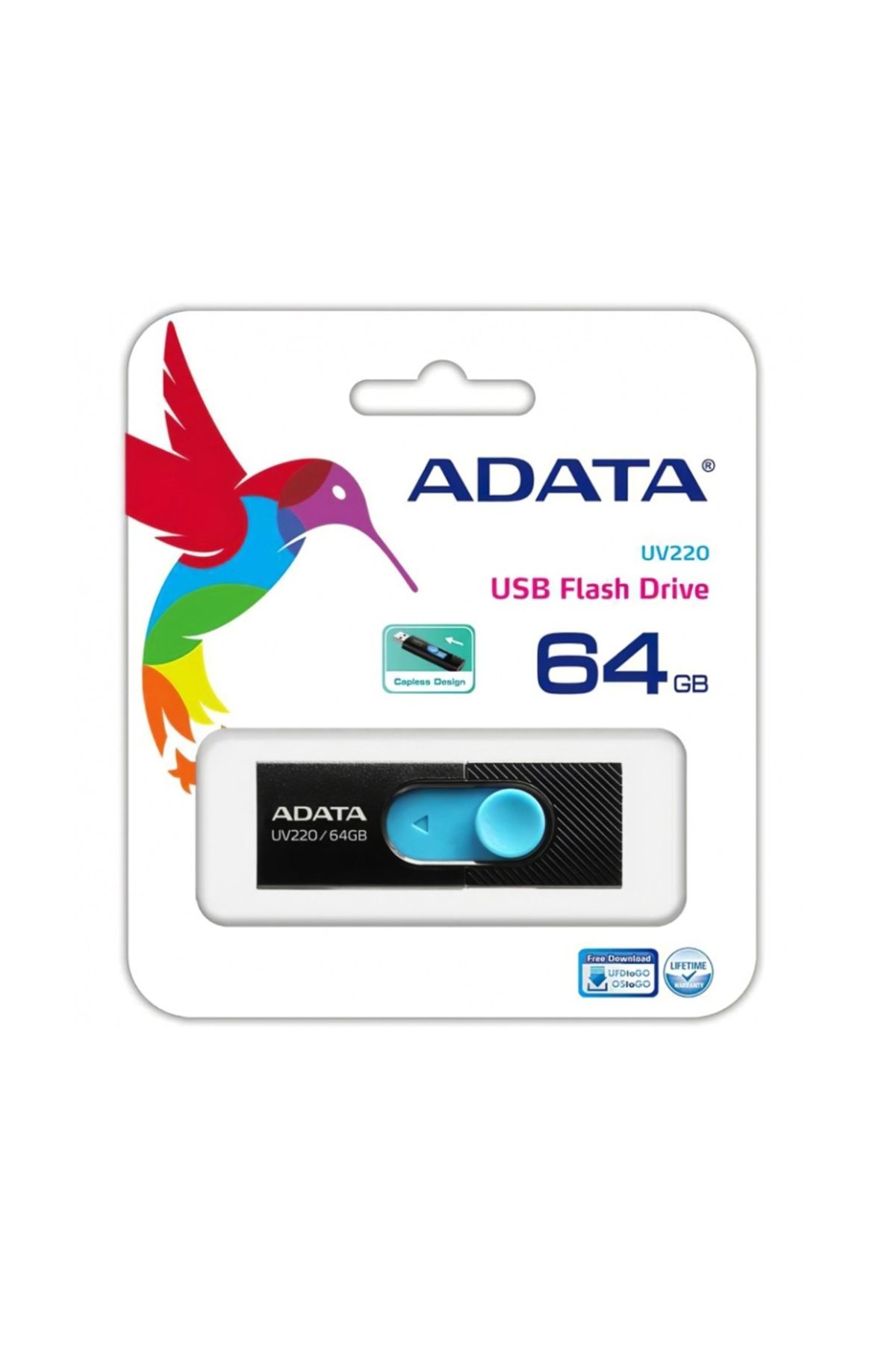 Adata-Memory Stick Usb 2.0 Flashdrive, 64gb, , Memory Stick Uv220, Black 6
