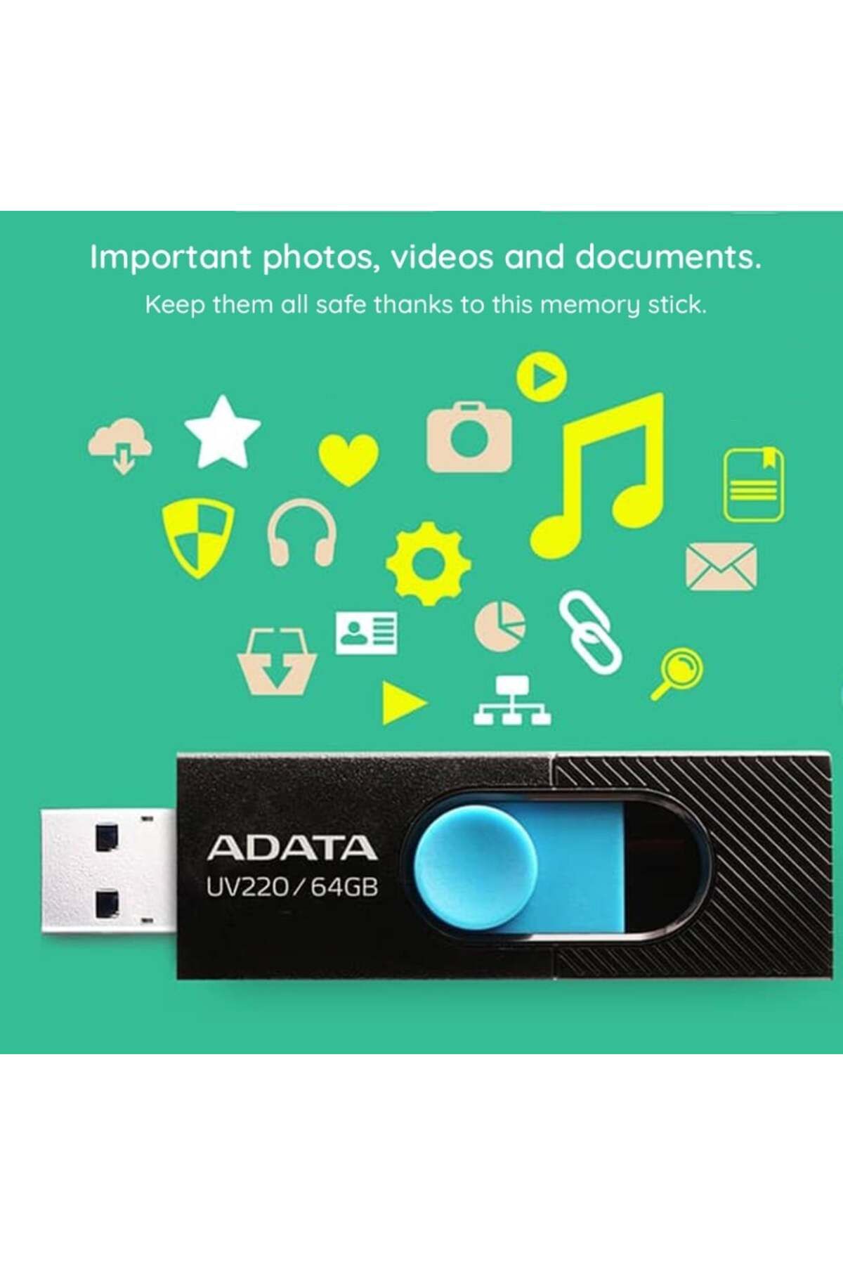Adata-Memory Stick Usb 2.0 Flashdrive, 32gb, , Memory Stick Uv220, Black 3