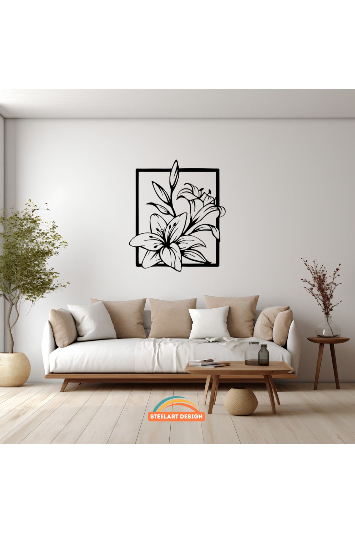 Home Zambak (Lilyum) Çiçeği Temalı Metal Duvar Tablosu