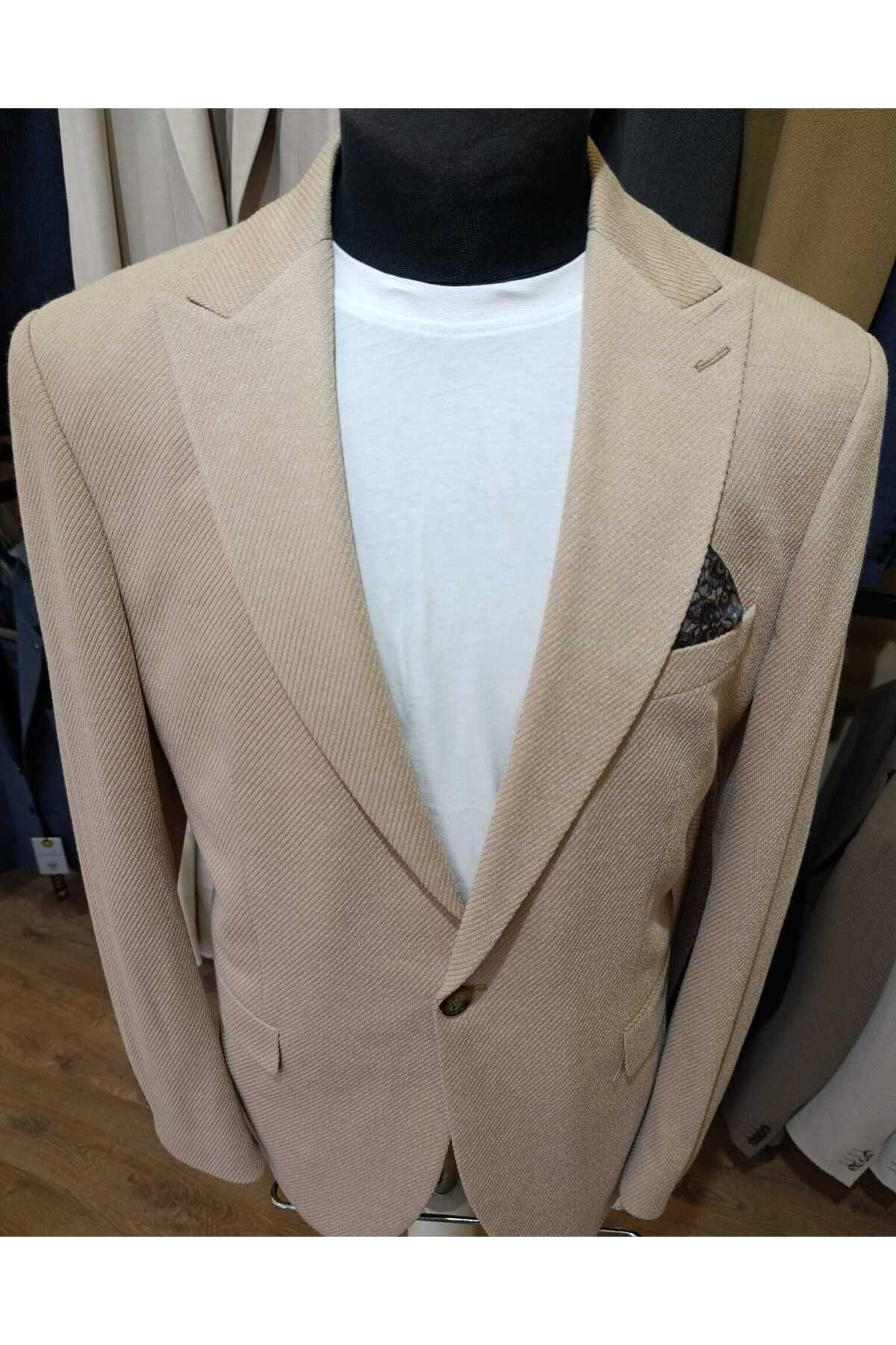 Ted Davıd Vizon Yarım Astarlı Tek Düğme Blazer Ceket