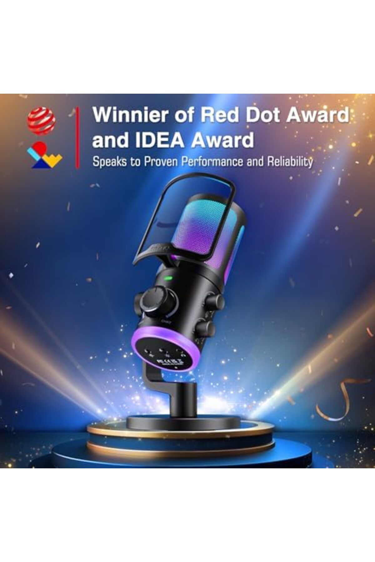 Fifine-Gaming PC Microphone, USB Streaming Microphone with Game Chat Balance, Computer Condenser Des 4
