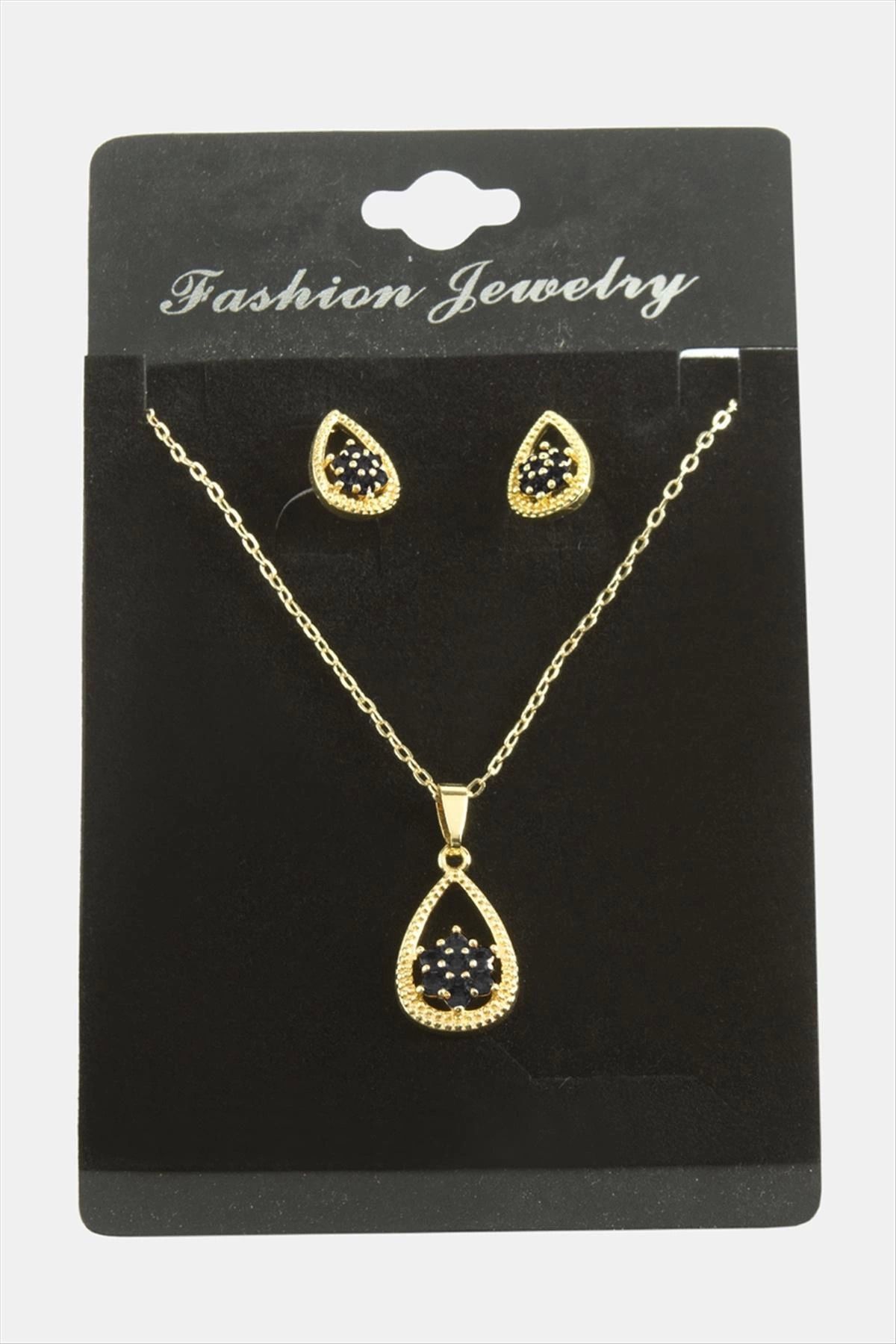 Modafiks Oval Kartanesi Zirkon Taşlı Set Kolye