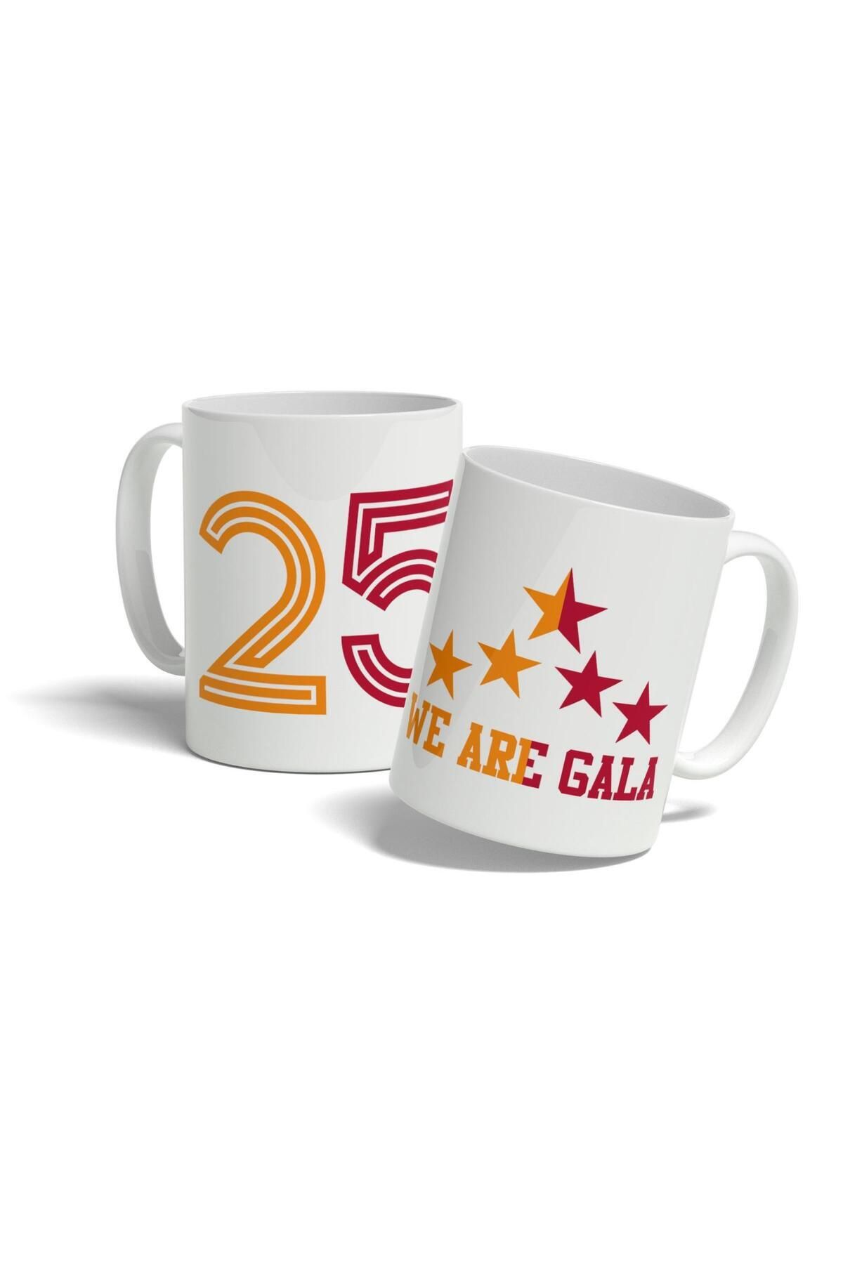 BİBANAPROMOSYON 25. Şampiyonluk Sarı Kırmızı Taraftar 5 Yıldız Kupa Bardak We Are Gala Kupa Hediye Porselen Kupa