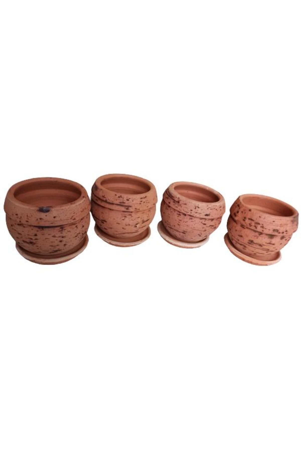 önder botanik 4 ADET ANTİK GÖRÜNÜMLÜ TOPRAK SAKSI 12*12 CM