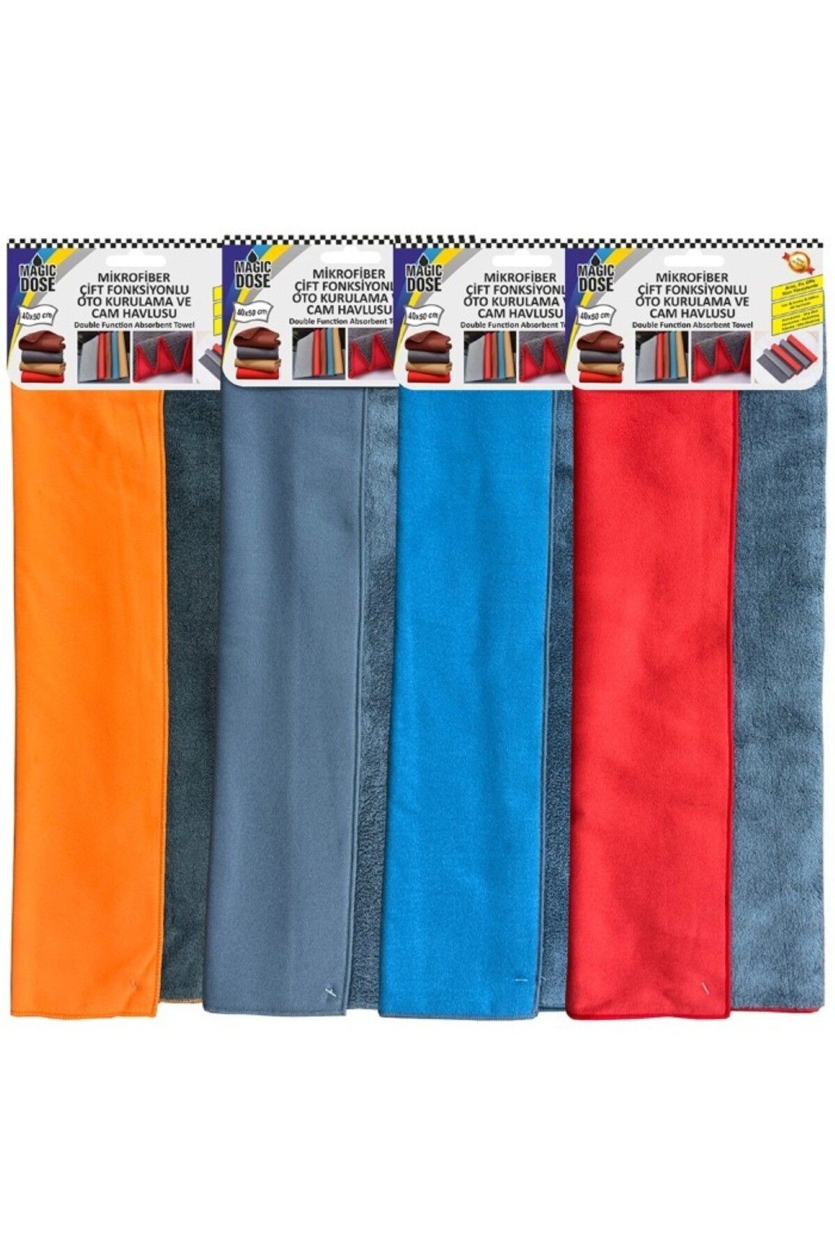 MAGIC DOSE MİKROFİBER ÇİFT FONKSİYONLU OTO KURULAMA VE CAM HAVLUSU 50*40 CM