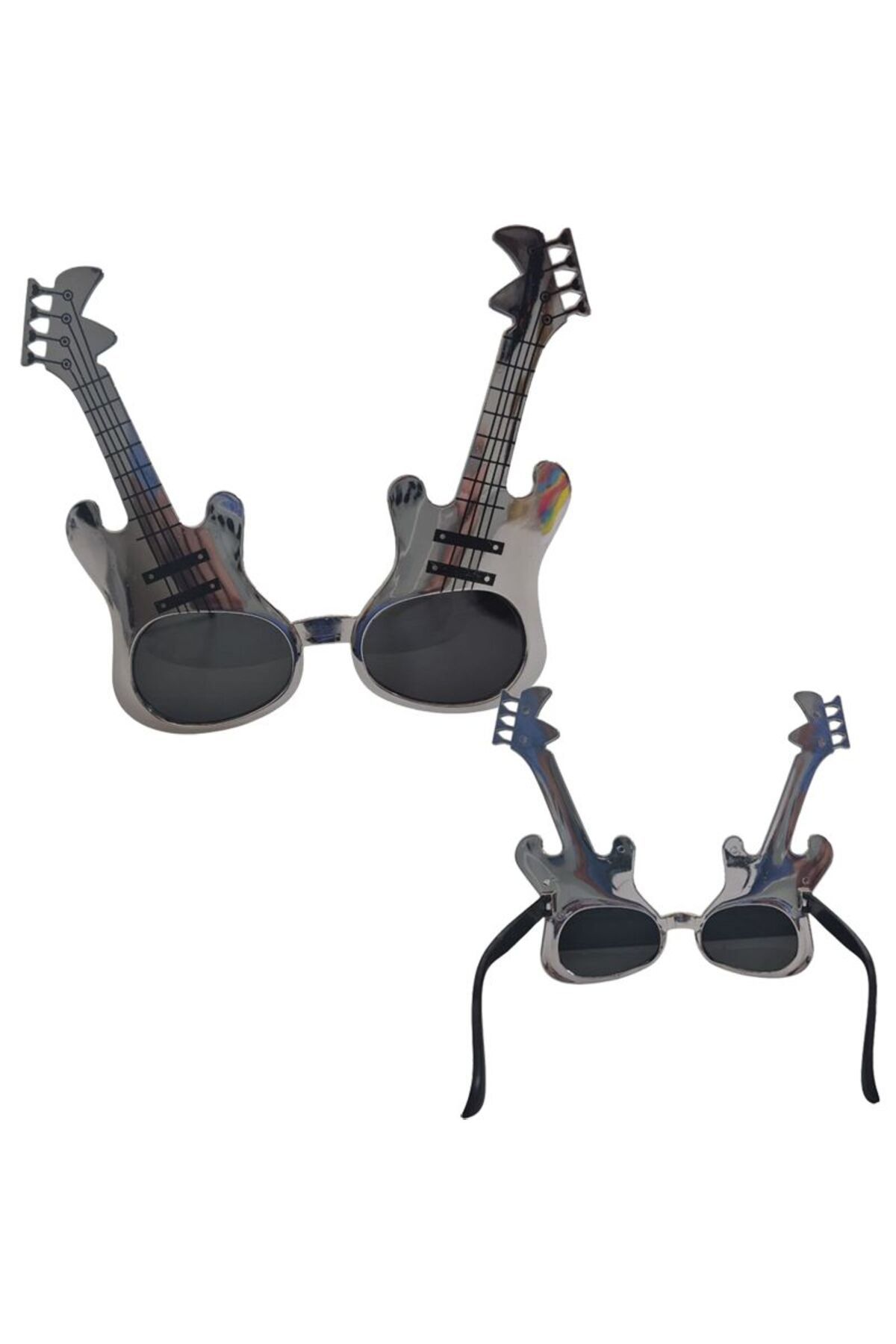 partidolu Retro Gitar Şekilli Rockn Roll Gümüş Renk Parti Gözlüğü