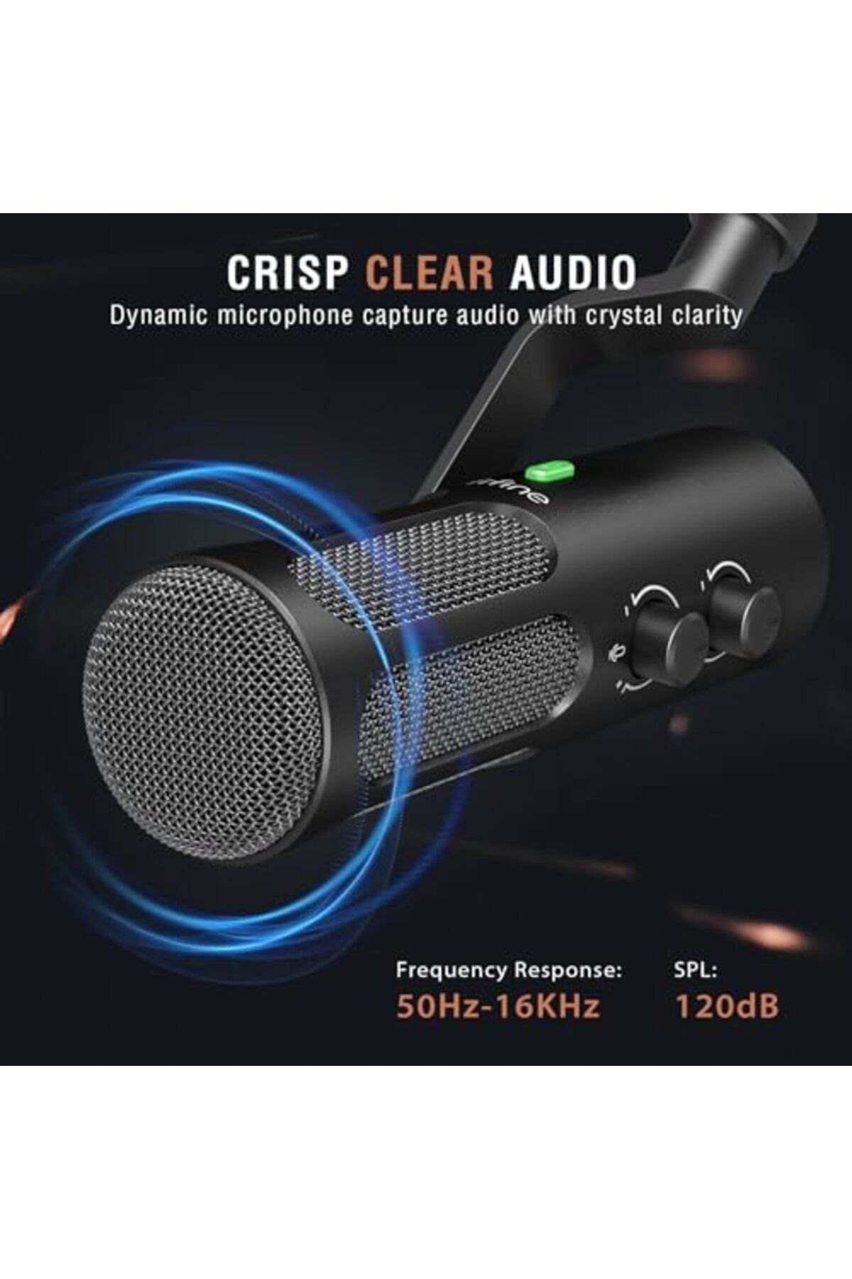 Fifine-XLR/USB Podcast Dynamic Microphone for Streaming, Studio XLR Microphone, PC Streamer Mic All 8