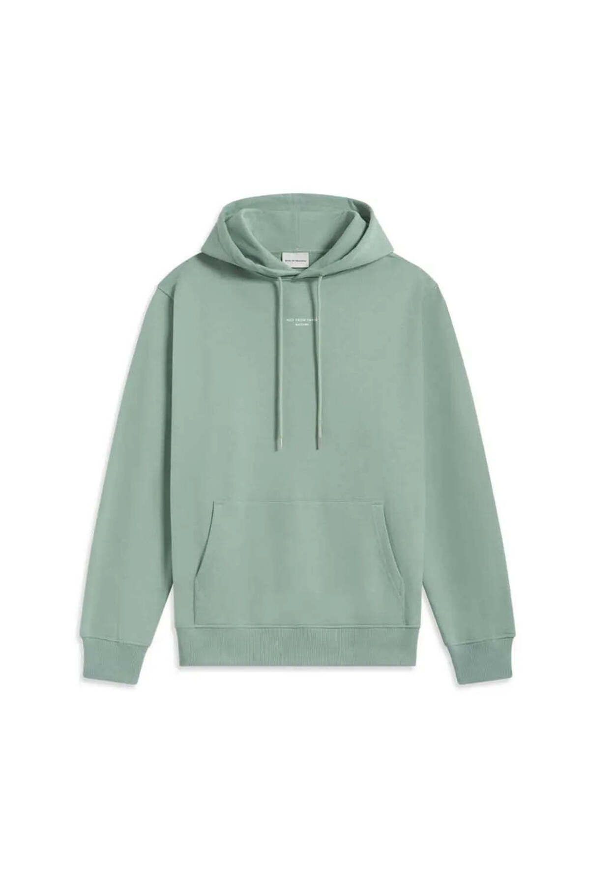 American Rag Cie Su Yeşili %100 Pamuk Kapüşonlu Hoodie - 'Not from Paris Madame' Sloganlı Sweatshirt