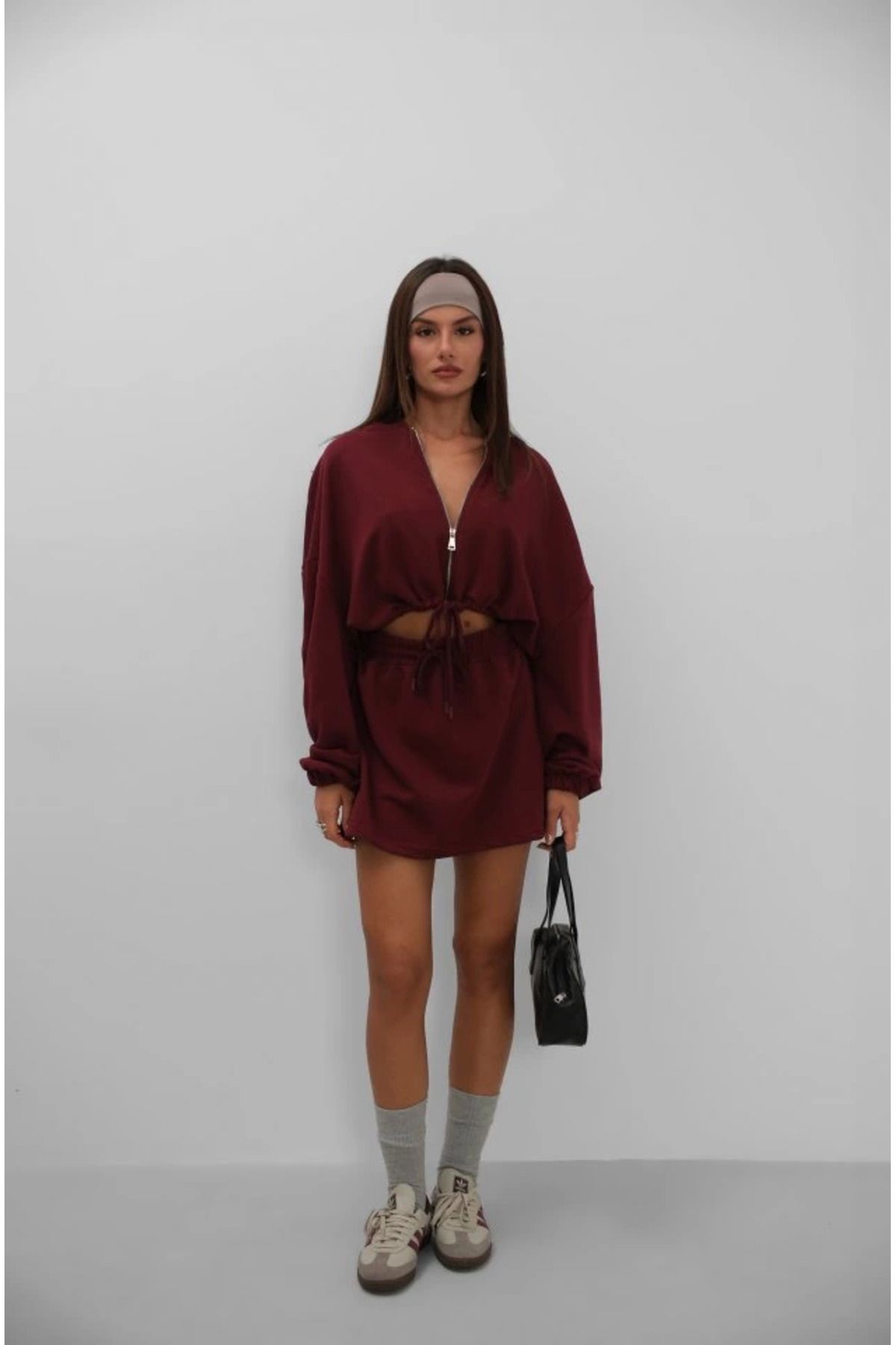 ZORM Beli Lastikli Fermuarlı Sweatshirt