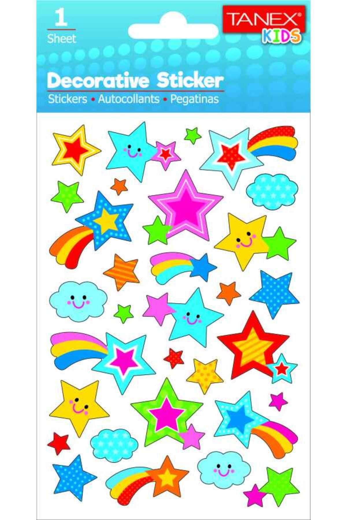 Tanex Stickers Eu Puffy Damla Etiket Kuyruklu Yıldız Serisi 5 Li Tnx-25013 (5*5 Li Paket)