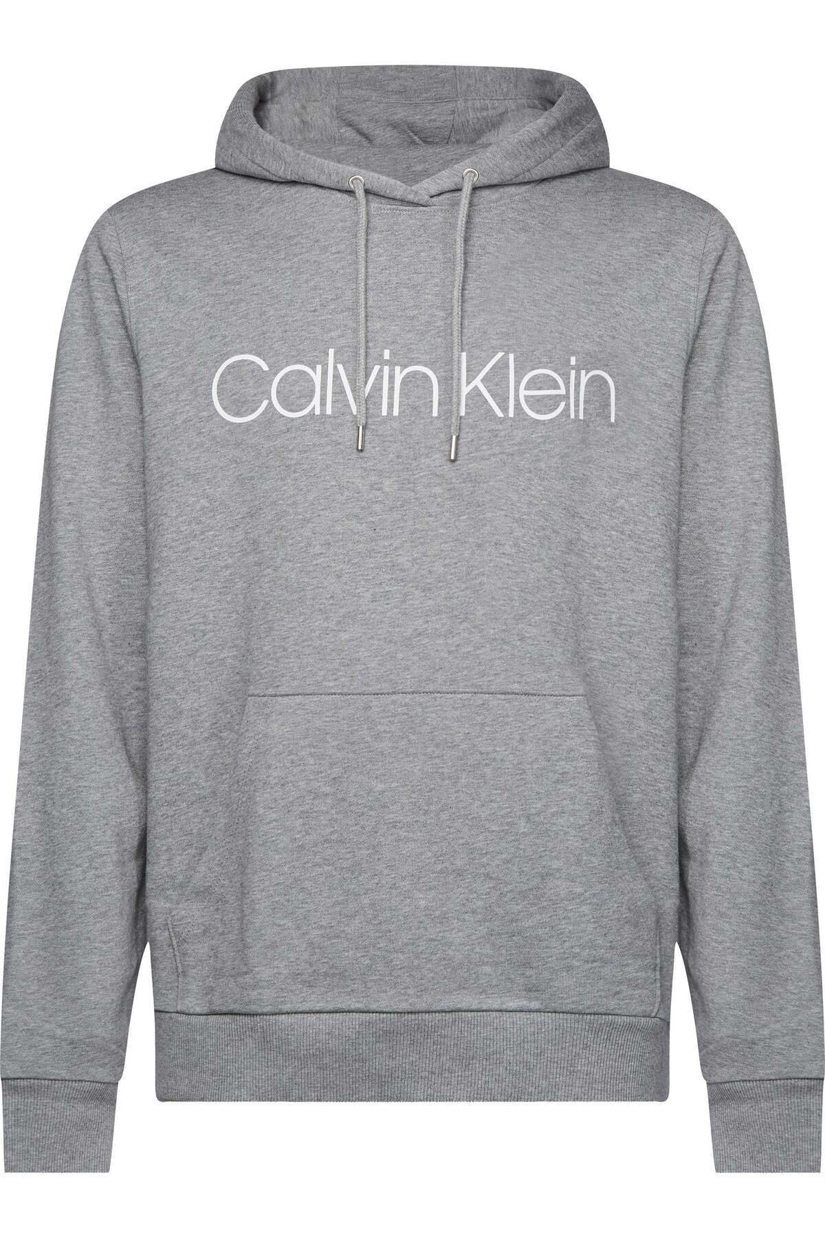 Calvin Klein COTTON LOGO HOODIE Erkek Gri Hoodie